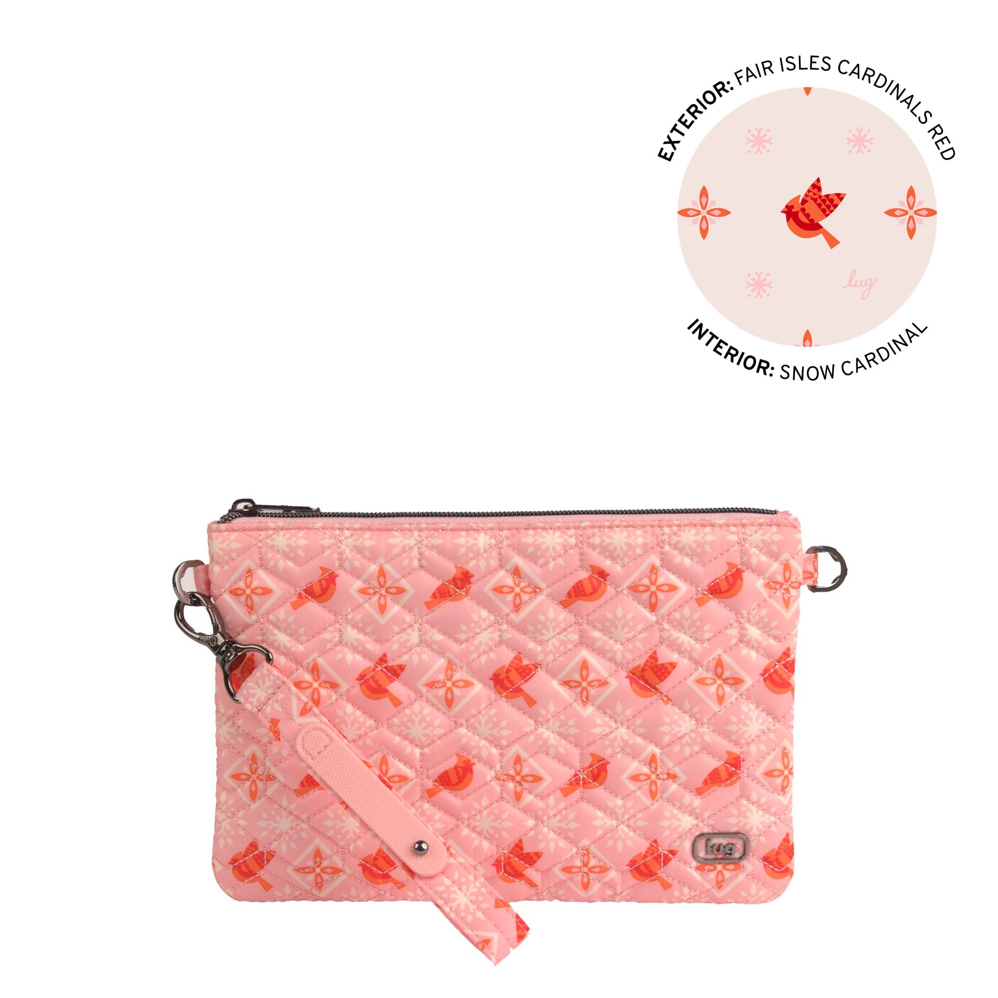 Ziplet 2 Wristlet RFID Wallet - FAIR ISLES CARDINALS RED - 26515_Ziplet_FairIslesCardinalsRed_Angle_01