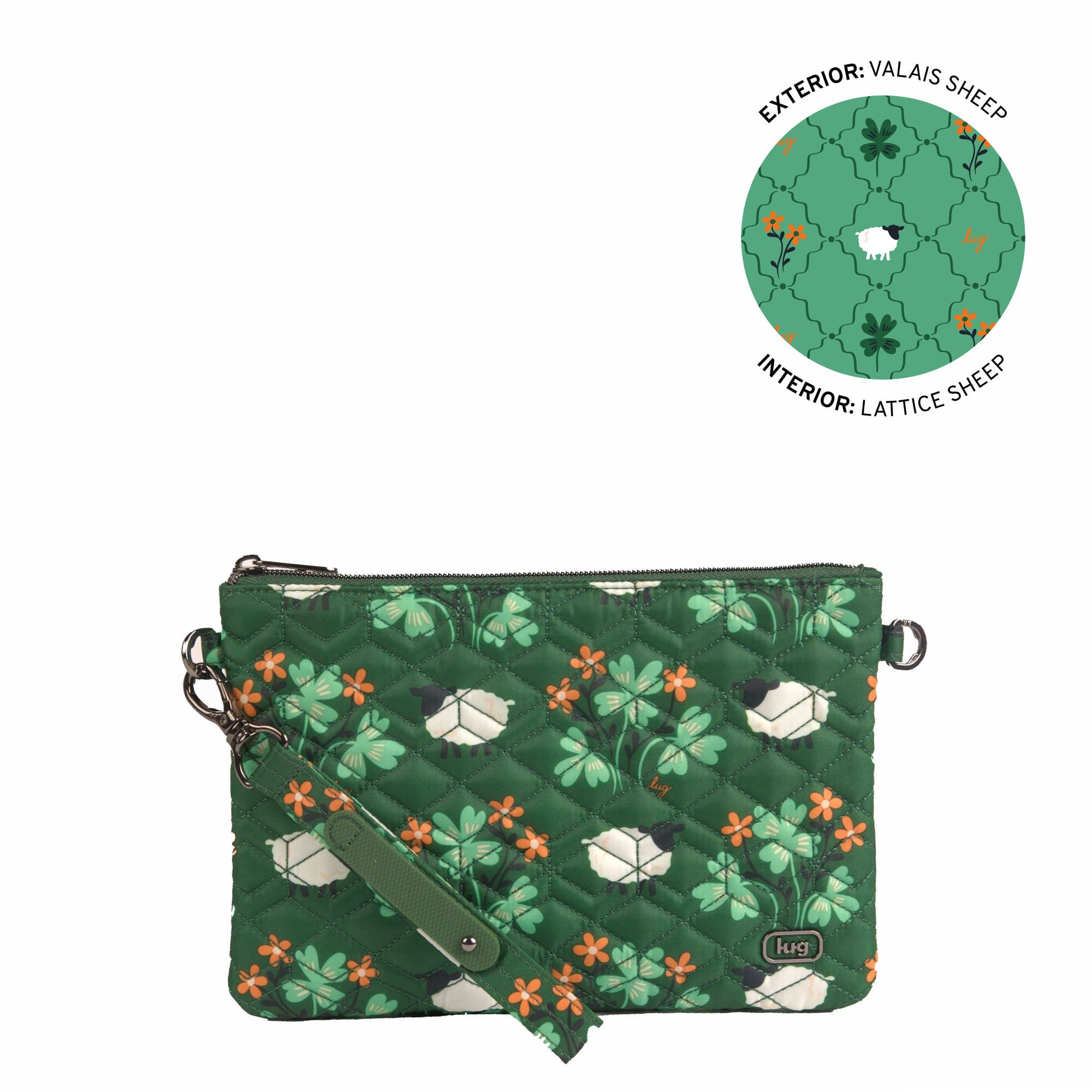 Ziplet 2 Wristlet RFID Wallet - VALAIS SHEEP - 26516_Ziplet_ValaisSheep_Angle_01