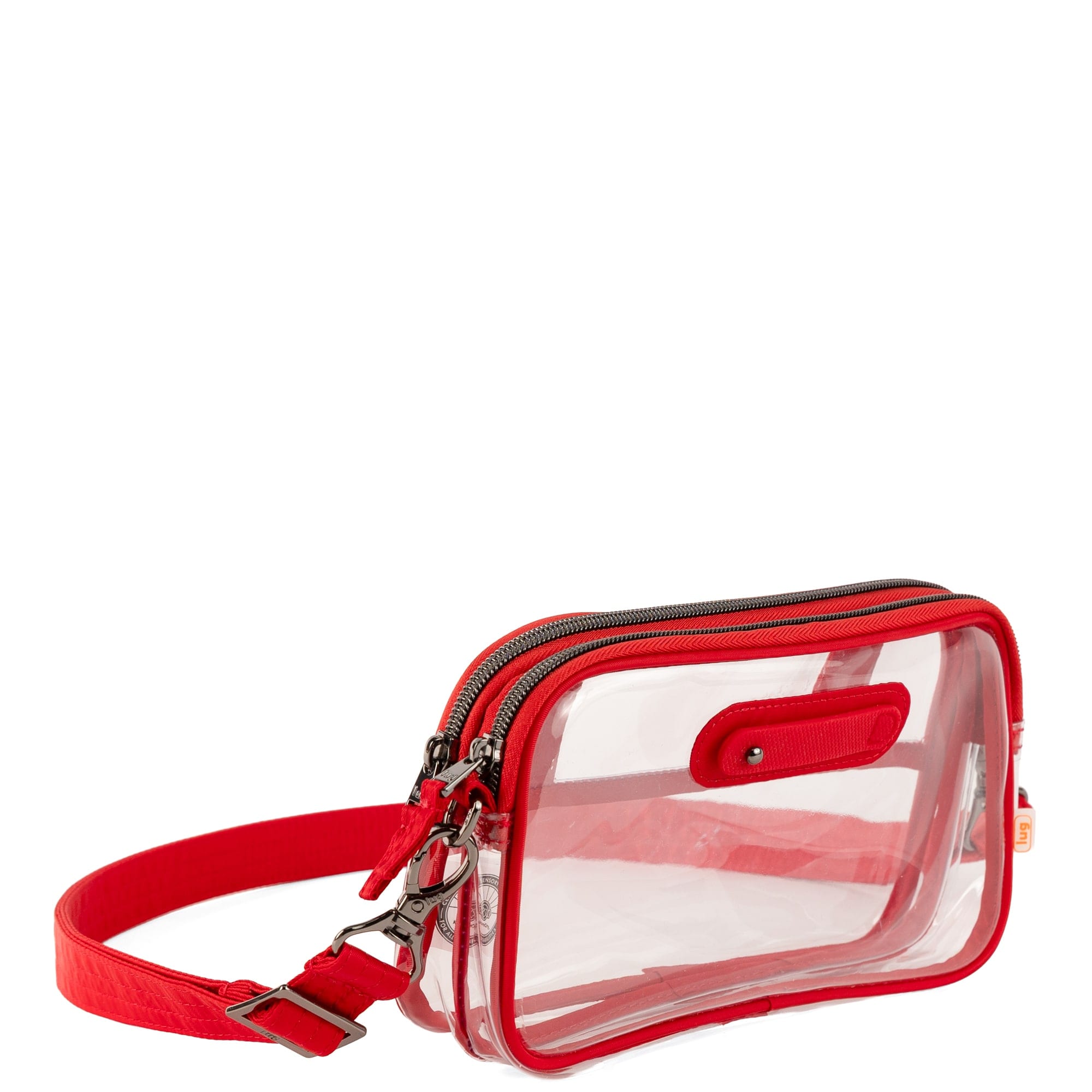 Coupe XL 2 Clearview Crossbody Bag - METALLIC CHAMPAGNE - 26618_CoupeXL2Clearview_PoppyRed_Angle_02