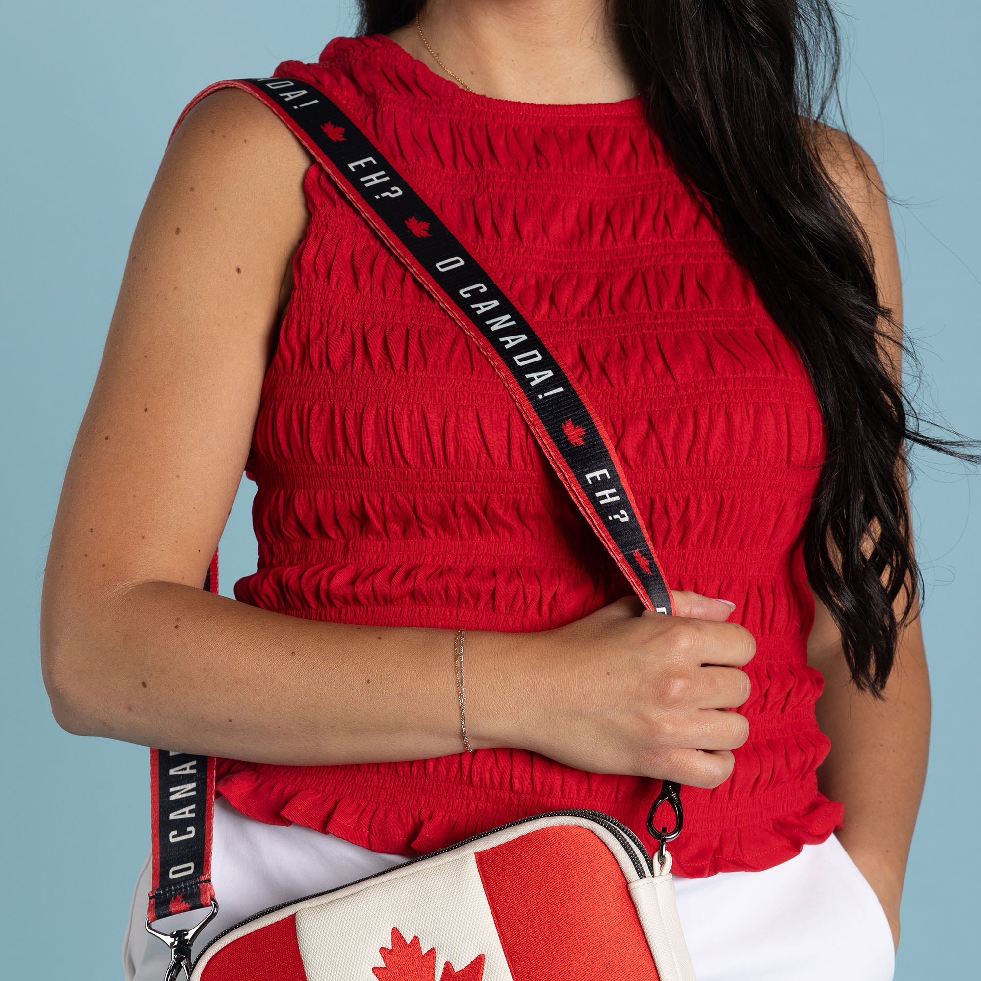 Patriotic 1.5" Webbed Strap - CANADA SAYINGS - 26705_PatrioticStrap_OCanadaBlack_Hover_202
