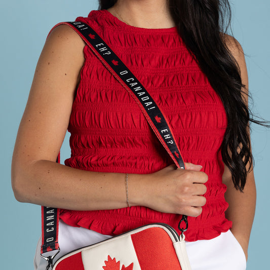 Patriotic 1.5" Webbed Strap - CANADA SAYINGS - 26705_PatrioticStrap_OCanadaBlack_Hover_202