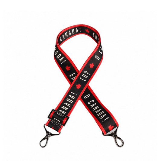 Patriotic 1.5" Webbed Strap - CANADA SAYINGS - 26707_PatrioticStrap_CanadaSayings_Angle_01