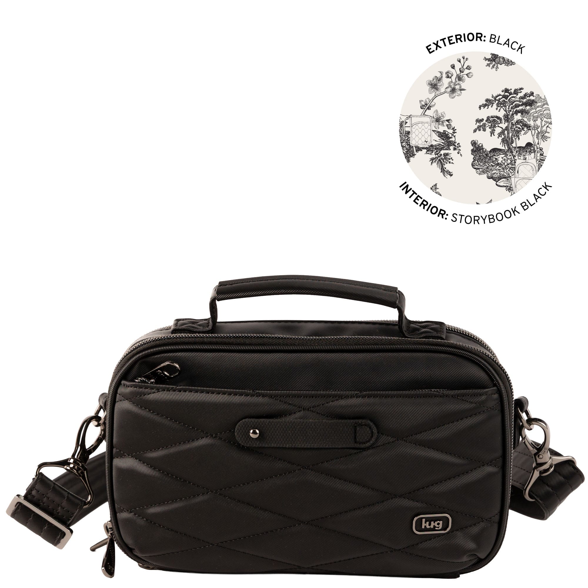 Legacy Collection Roundabout Satin Luxe VL Crossbody Bag - BLACK - 26732_LegacyRoundaboutSatinLuxe_Black_Angle_01