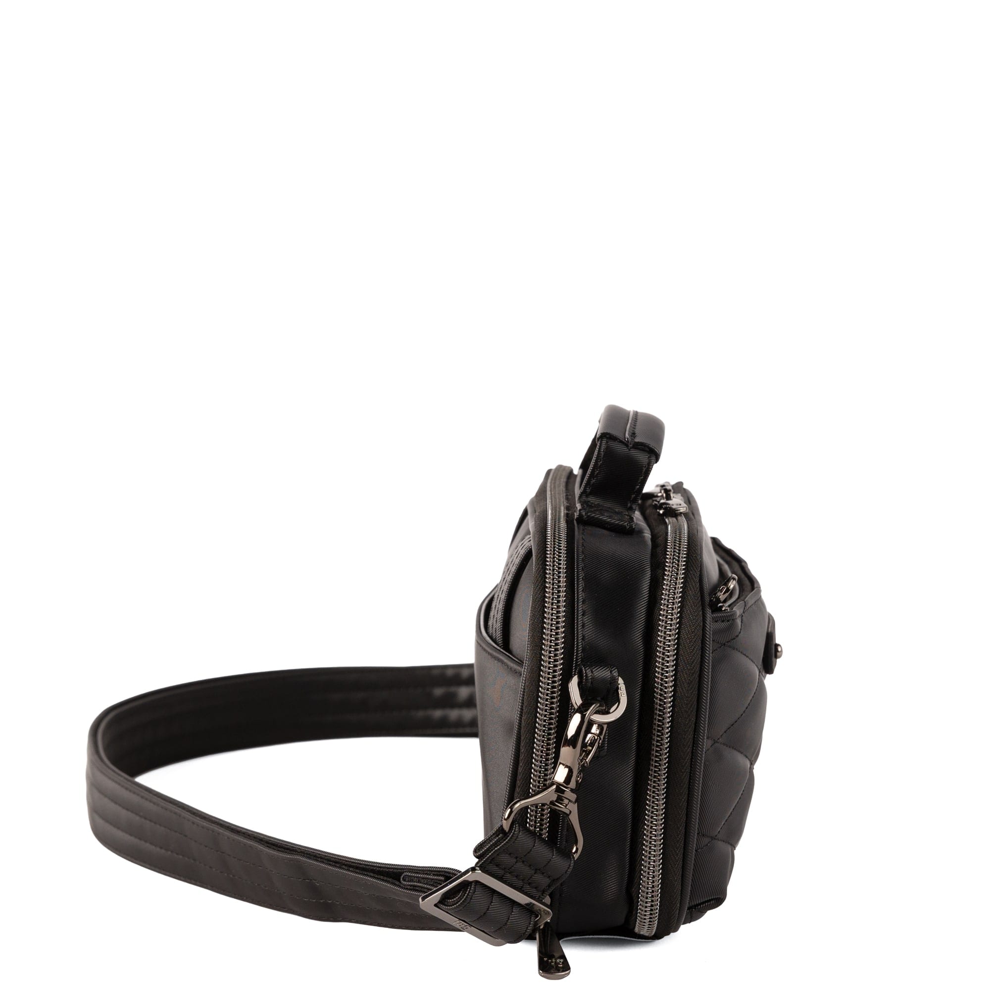 Legacy Collection Roundabout Satin Luxe VL Crossbody Bag - BLACK - 26732_LegacyRoundaboutSatinLuxe_Black_Angle_03