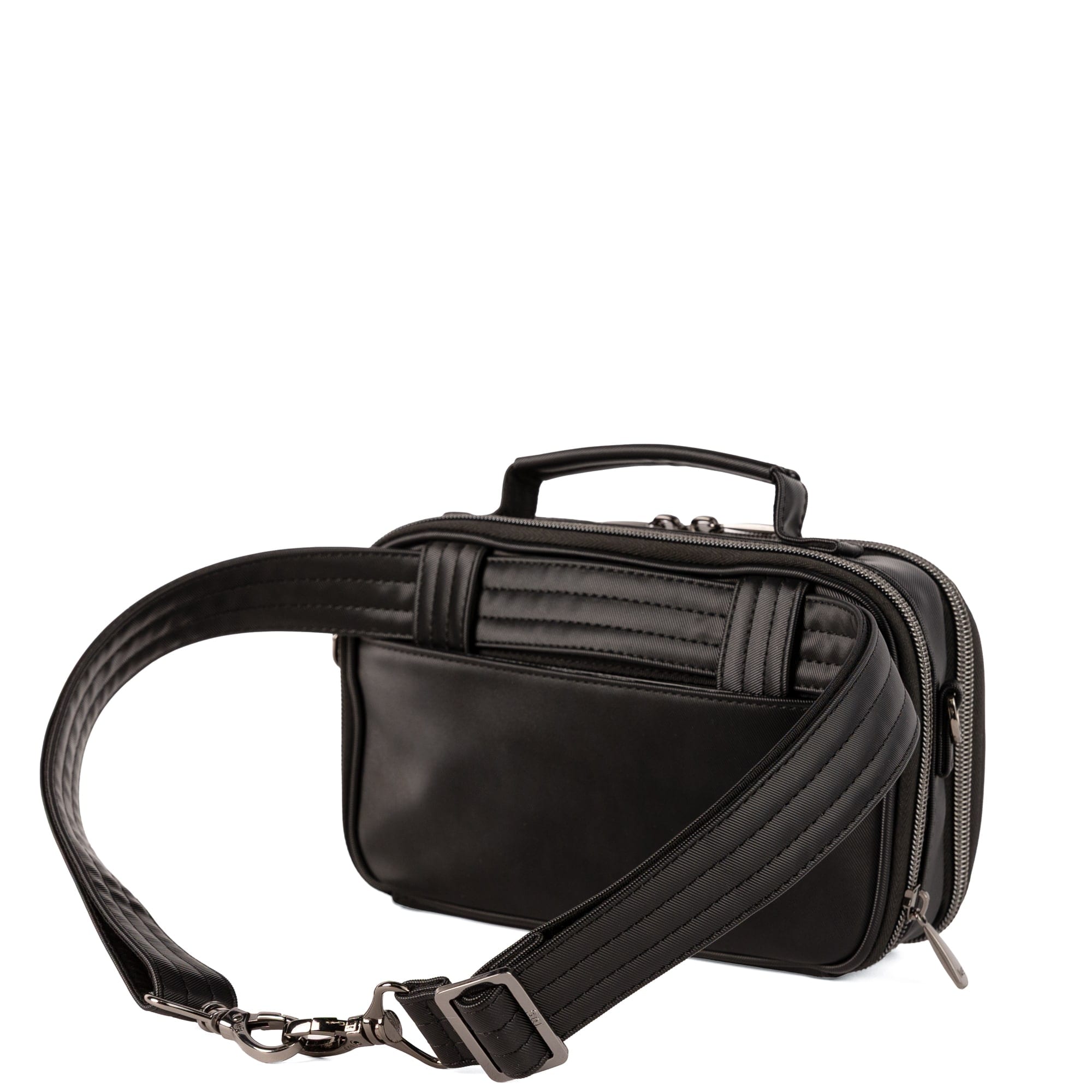 Legacy Collection Roundabout Satin Luxe VL Crossbody Bag - BLACK - 26732_LegacyRoundaboutSatinLuxe_Black_Angle_05