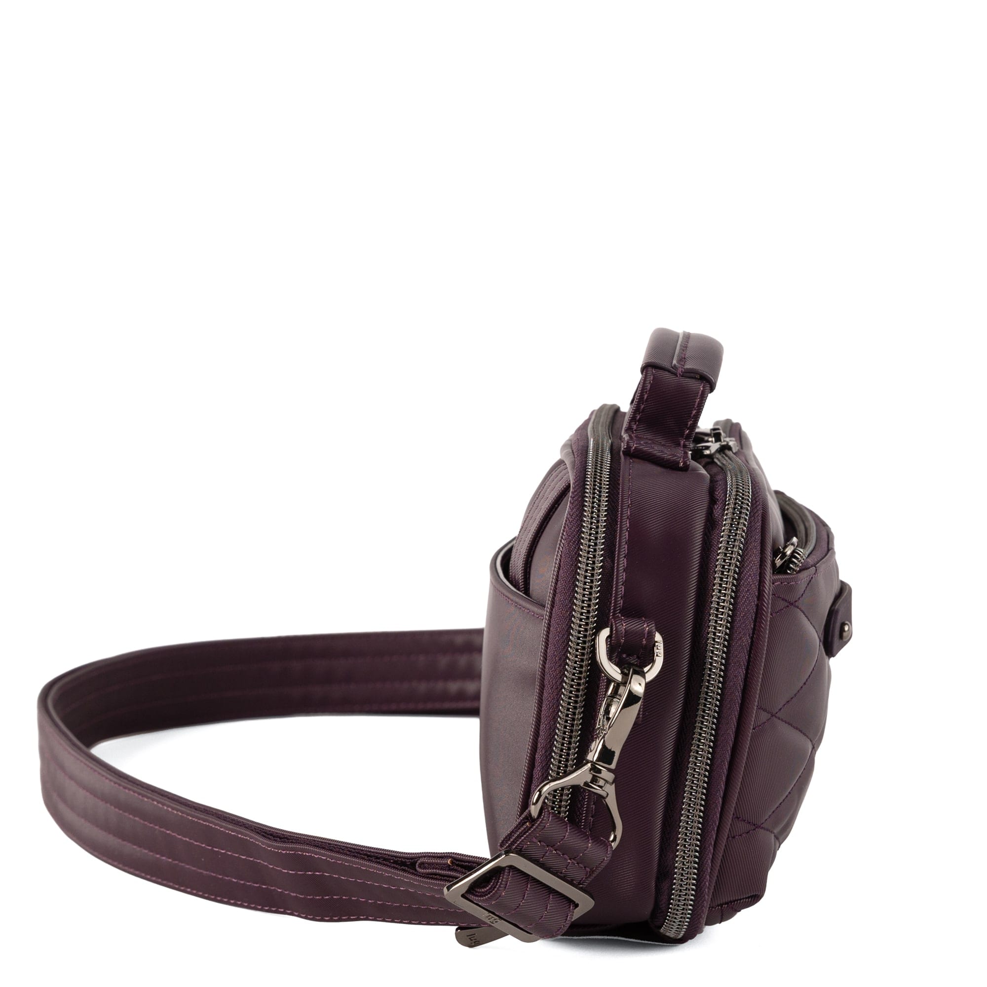 Legacy Collection Roundabout Satin Luxe VL Crossbody Bag - PLUM - 26734_LegacyRoundaboutSatinLuxe_Plum_Angle_03