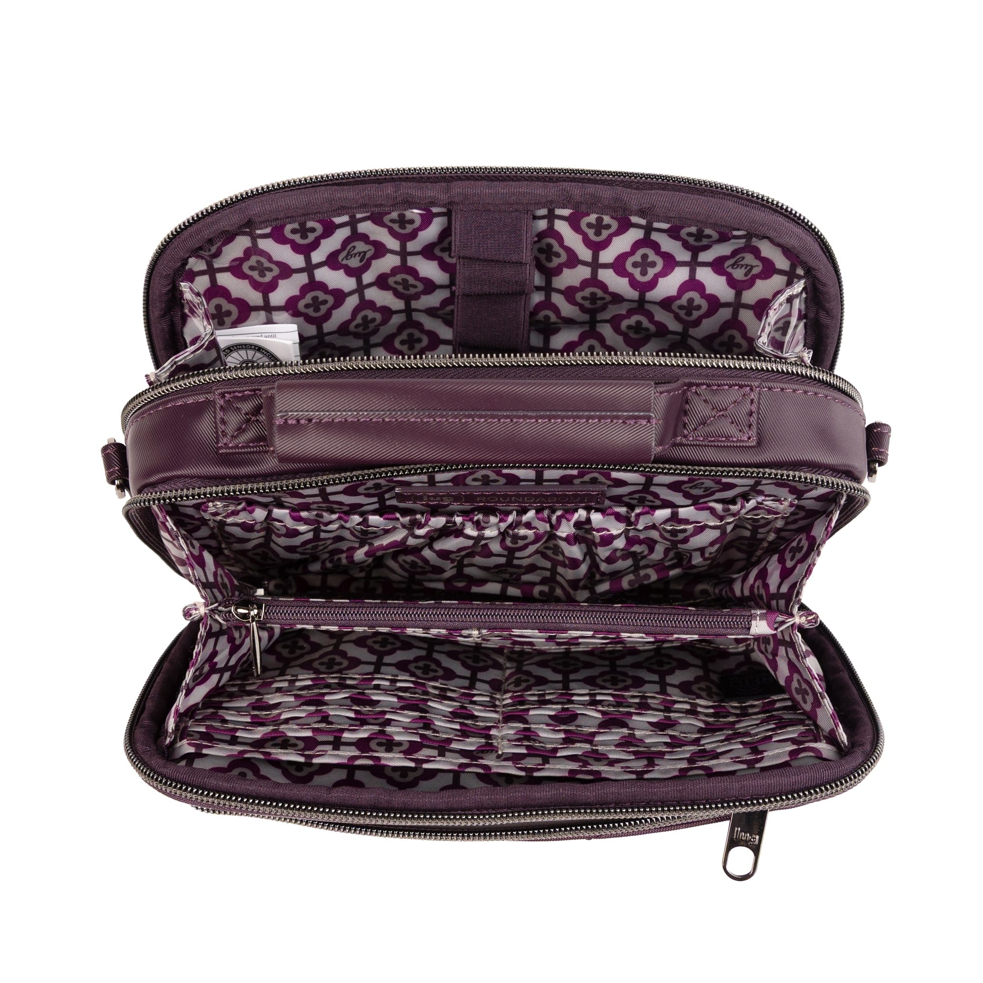 Legacy Collection Roundabout Satin Luxe VL Crossbody Bag - PLUM - 26734_LegacyRoundaboutSatinLuxe_Plum_Angle_06