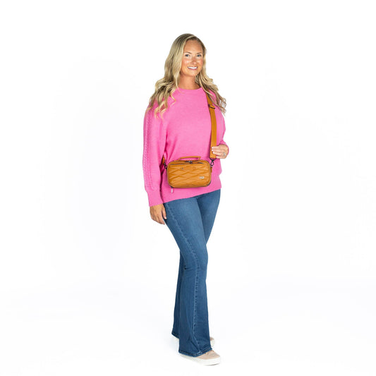Legacy Collection Roundabout Satin Luxe VL Crossbody Bag - - 26735_LegacyRoundaboutSatinLuxe_Cappuccino_BagProportion_03