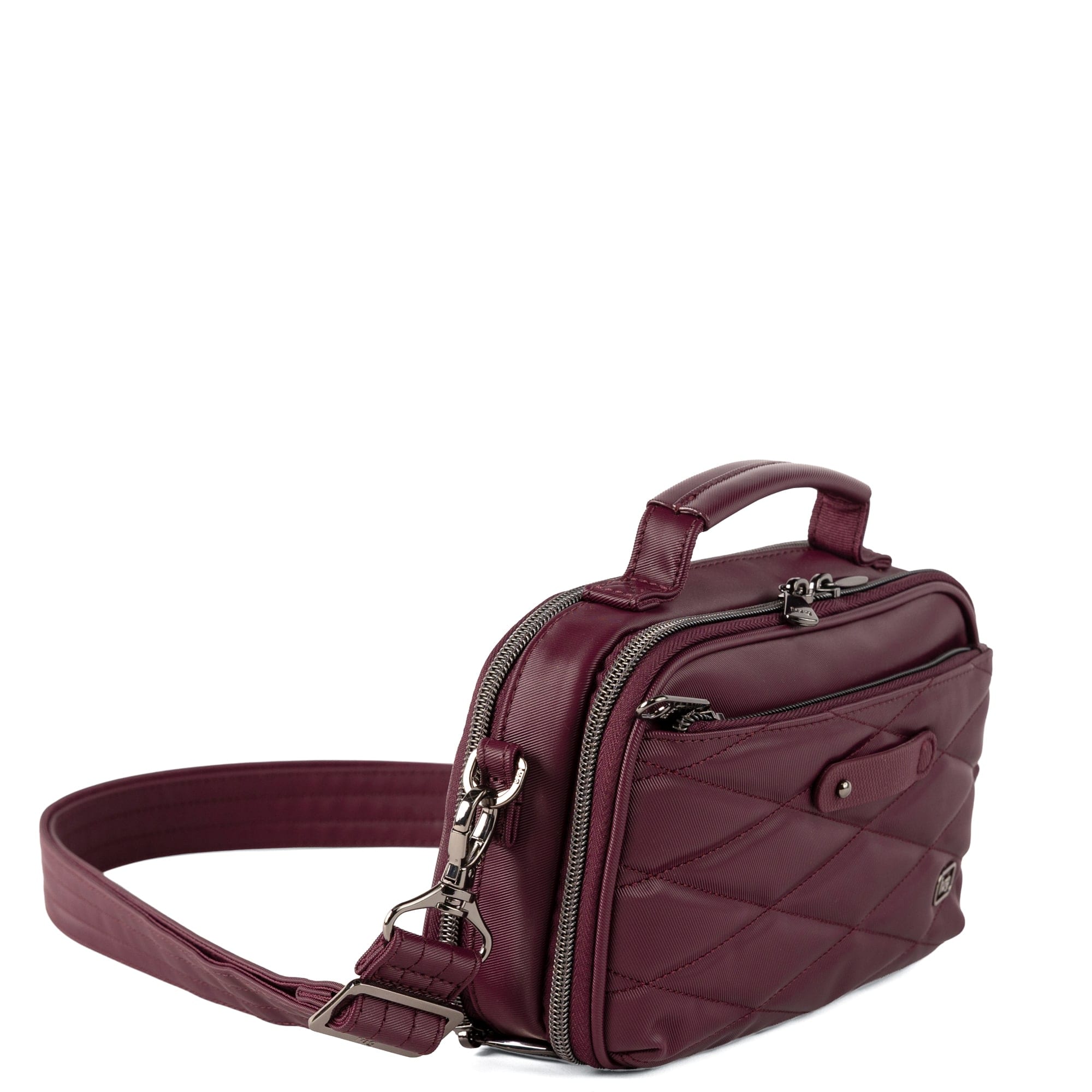 Legacy Collection Roundabout Satin Luxe VL Crossbody Bag - WINE - 26738_LegacyRoundaboutSatinLuxe_Wine_Angle_02