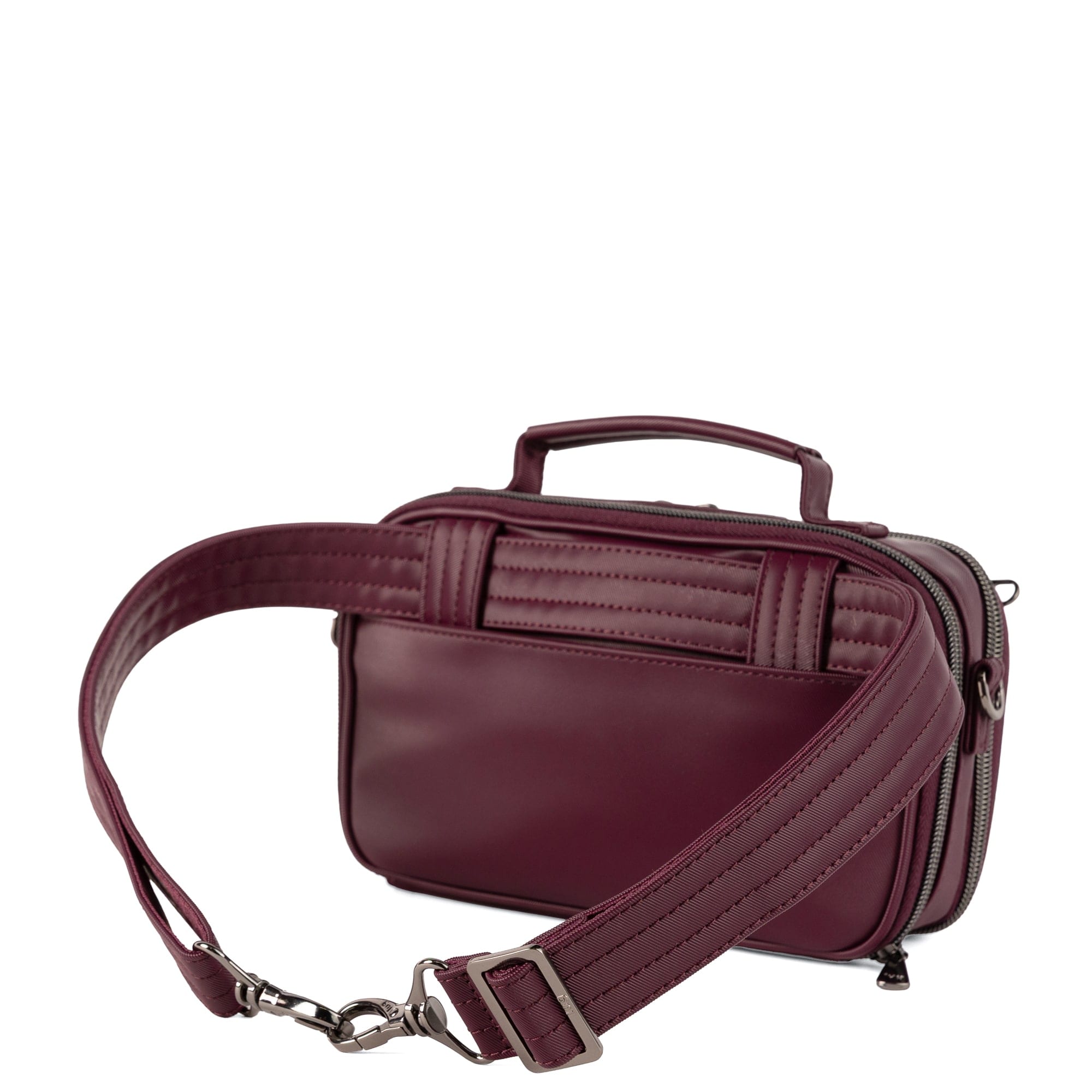Legacy Collection Roundabout Satin Luxe VL Crossbody Bag - WINE - 26738_LegacyRoundaboutSatinLuxe_Wine_Angle_05