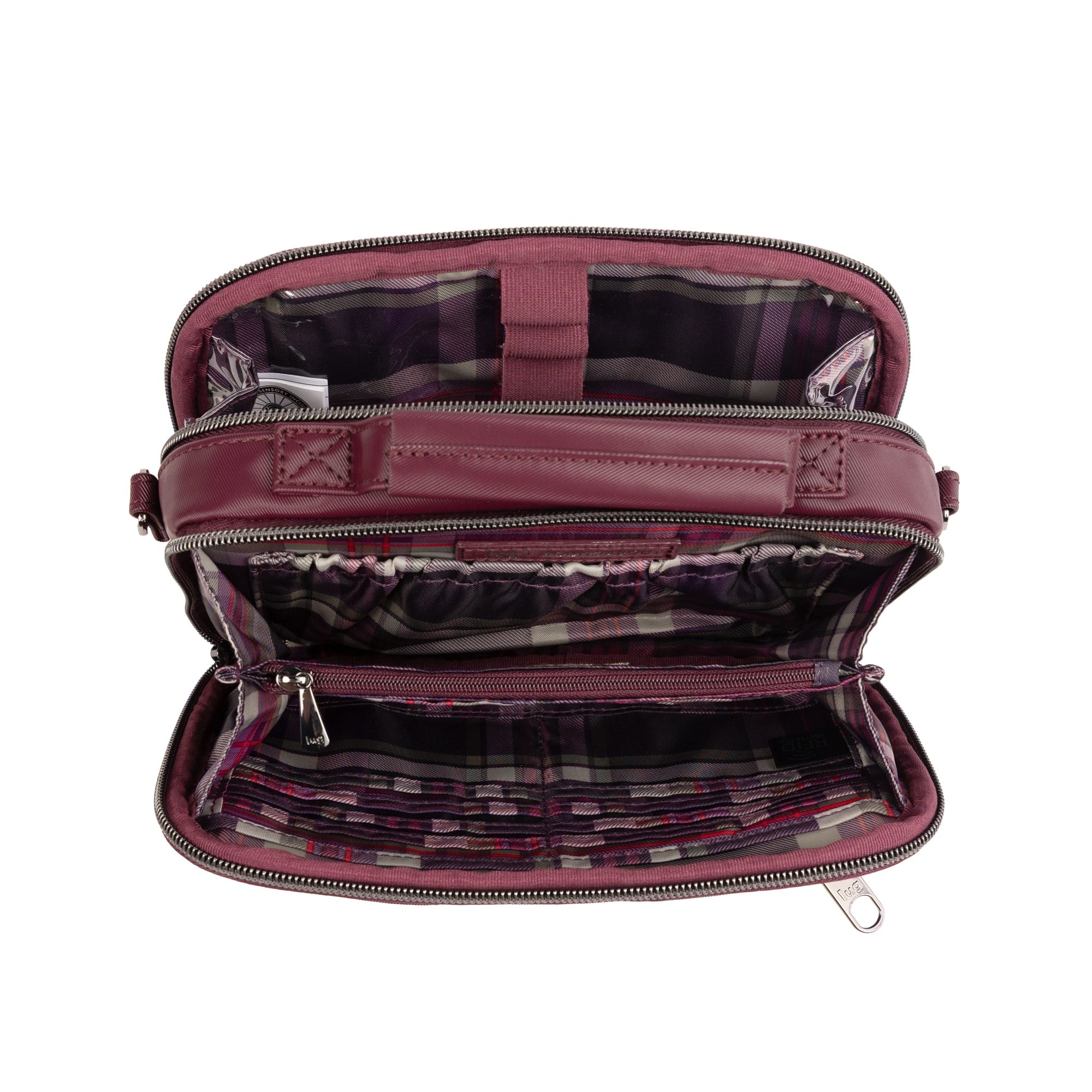Legacy Collection Roundabout Satin Luxe VL Crossbody Bag - WINE - 26738_LegacyRoundaboutSatinLuxe_Wine_Angle_06