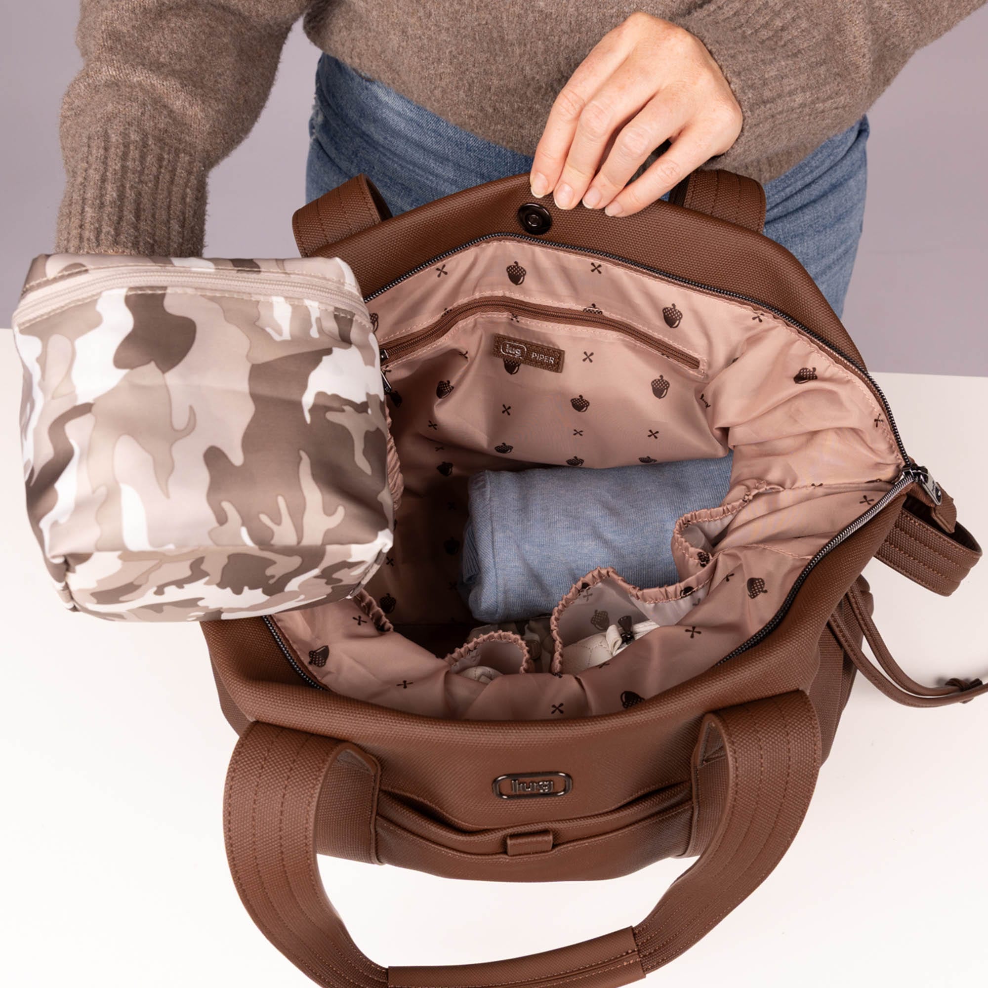 Piper Matte Luxe VL Hobo Tote Bag - - 26760_PiperML_ChocolateBrown_Lifestyle_03