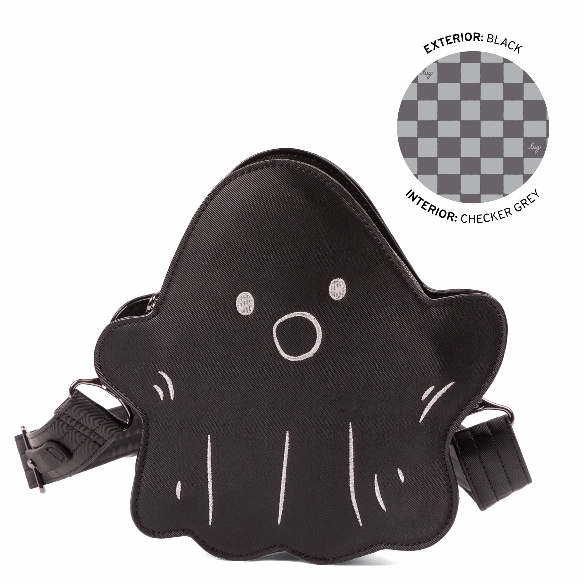 Boo Satin Luxe VL Ghost Crossbody Bag - BLACK - 26793_BooSatinLuxe_Black_Angle_01