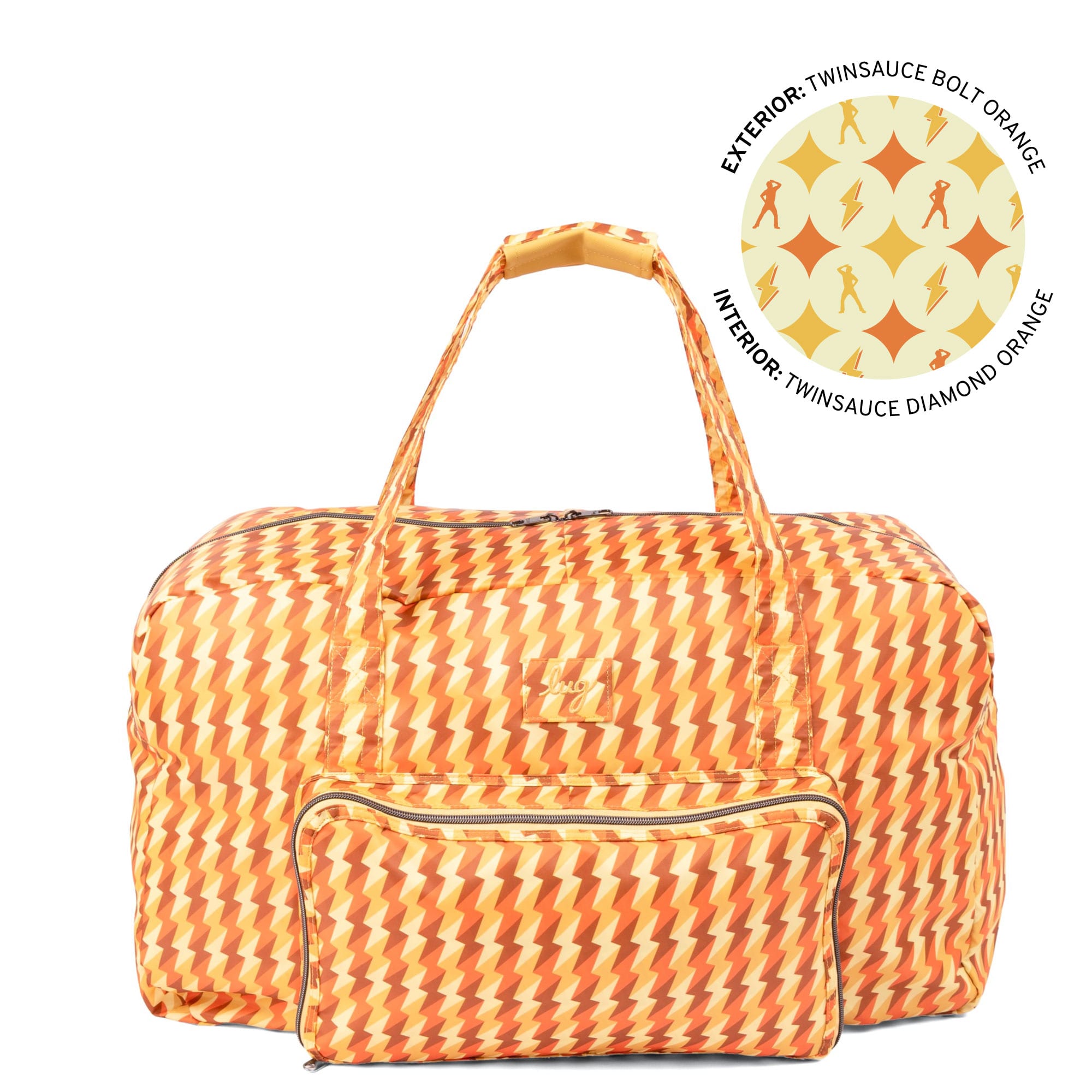 TWiNSAUCE x Lug Bossa Nova 2 Packable Duffel - - 26908_LUGxTWiNSAUCE_BossaNova2_BoltOrange_Angle_01