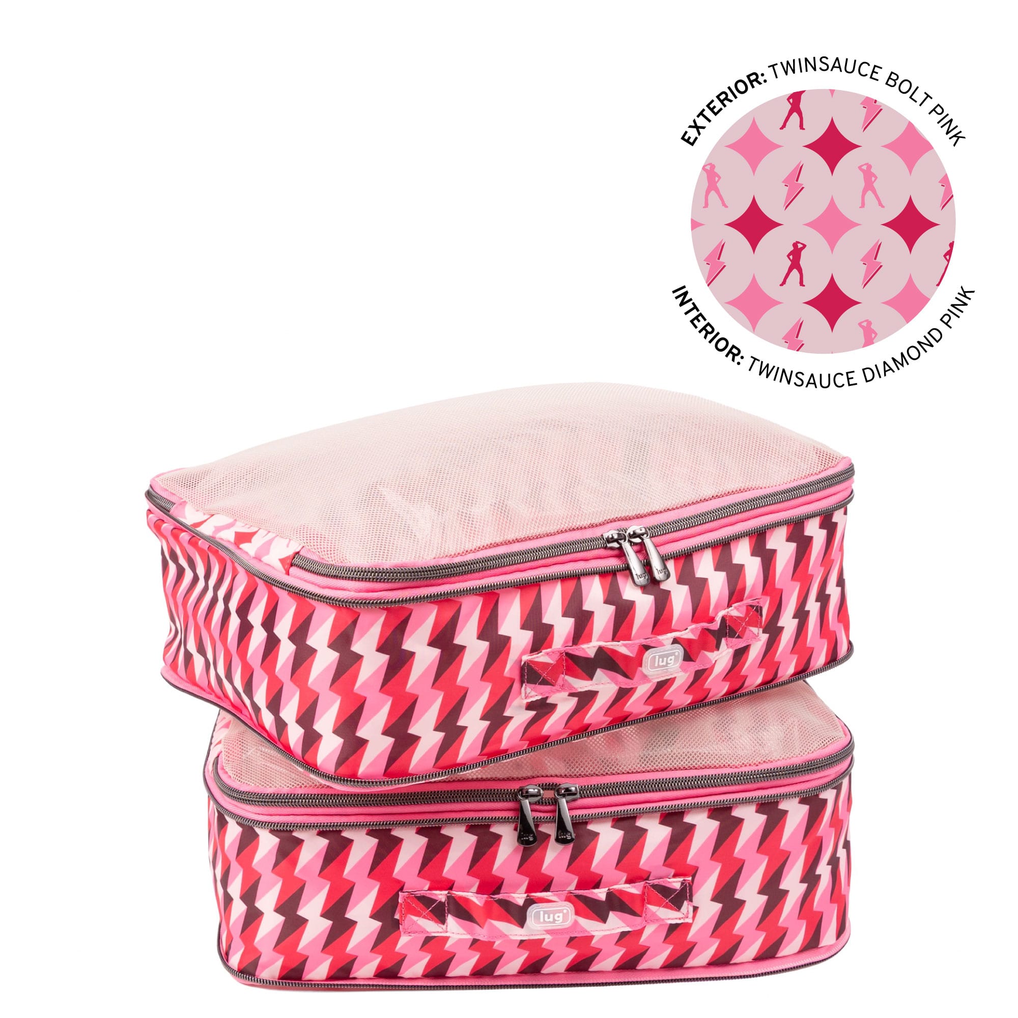 TWiNSAUCE x Lug Cargo 2pc Medium Compression Cubes - - 26917_LUGxTWiNSAUCE_Cargo2PC_BoltPink_Angle_01