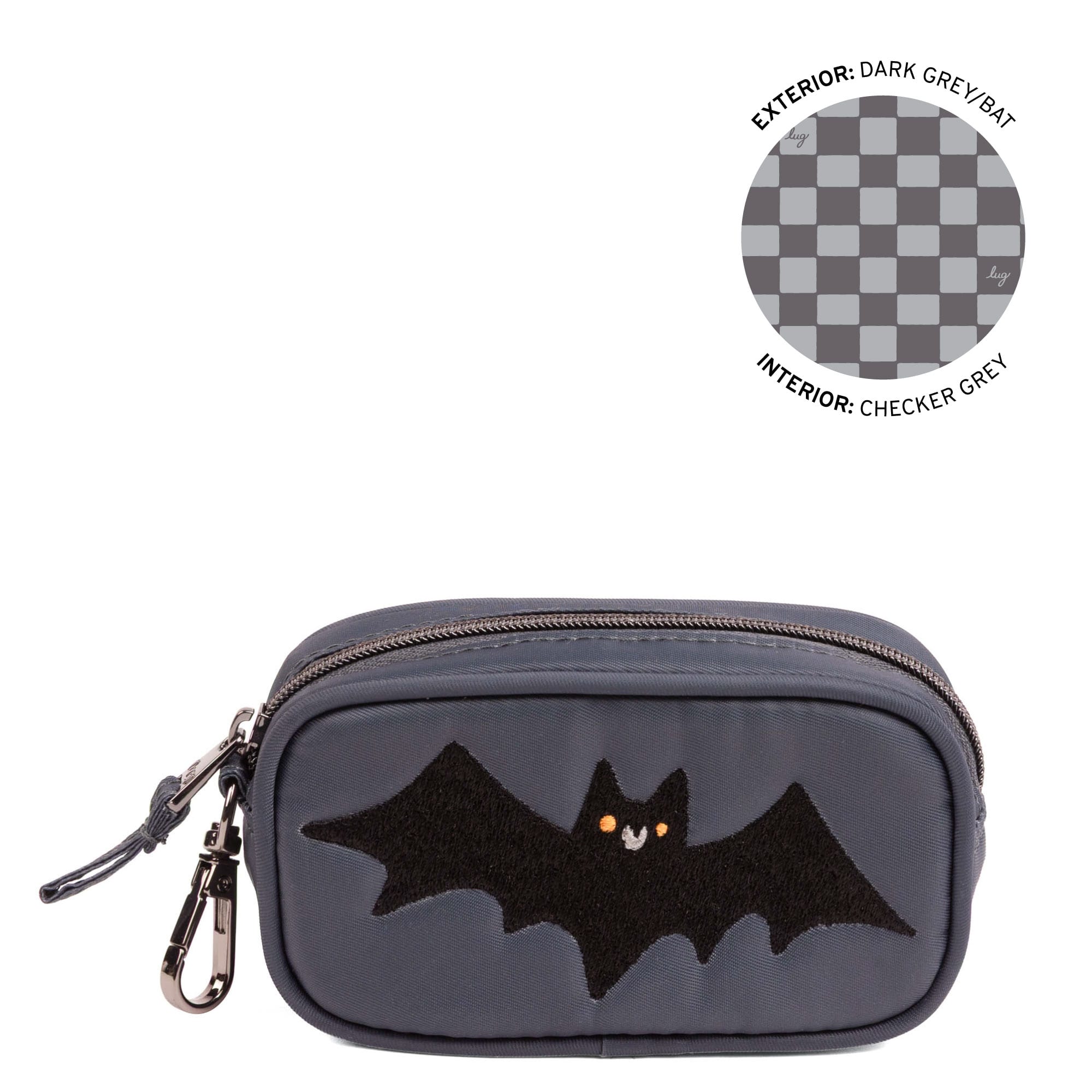 Crawler Friends Zipper Pouch - BAT DARK GREY - 26964_CrawlerFriendsPouch_Bat_Angle_01