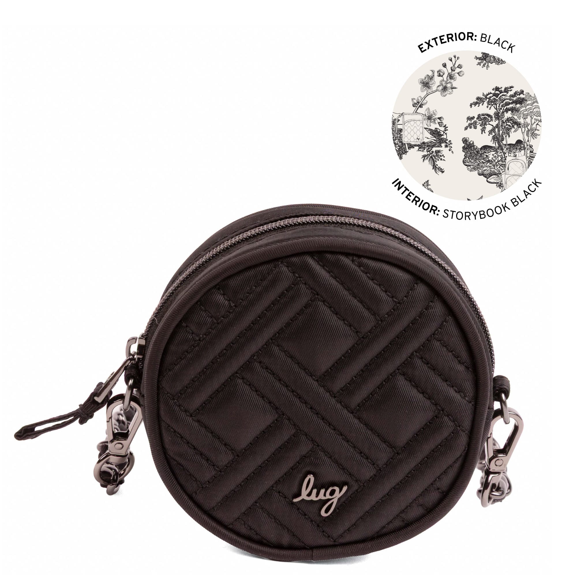 Wagon Wheel Circle Pouch with Metal Chain Wristlet - BLACK - 27100_WheelWagon_Black_Angle_01