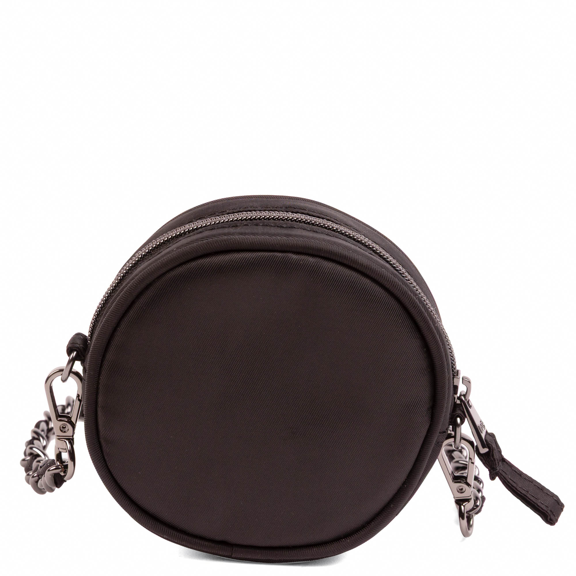 Wagon Wheel Circle Pouch with Metal Chain Wristlet - BLACK - 27100_WheelWagon_Black_Angle_04