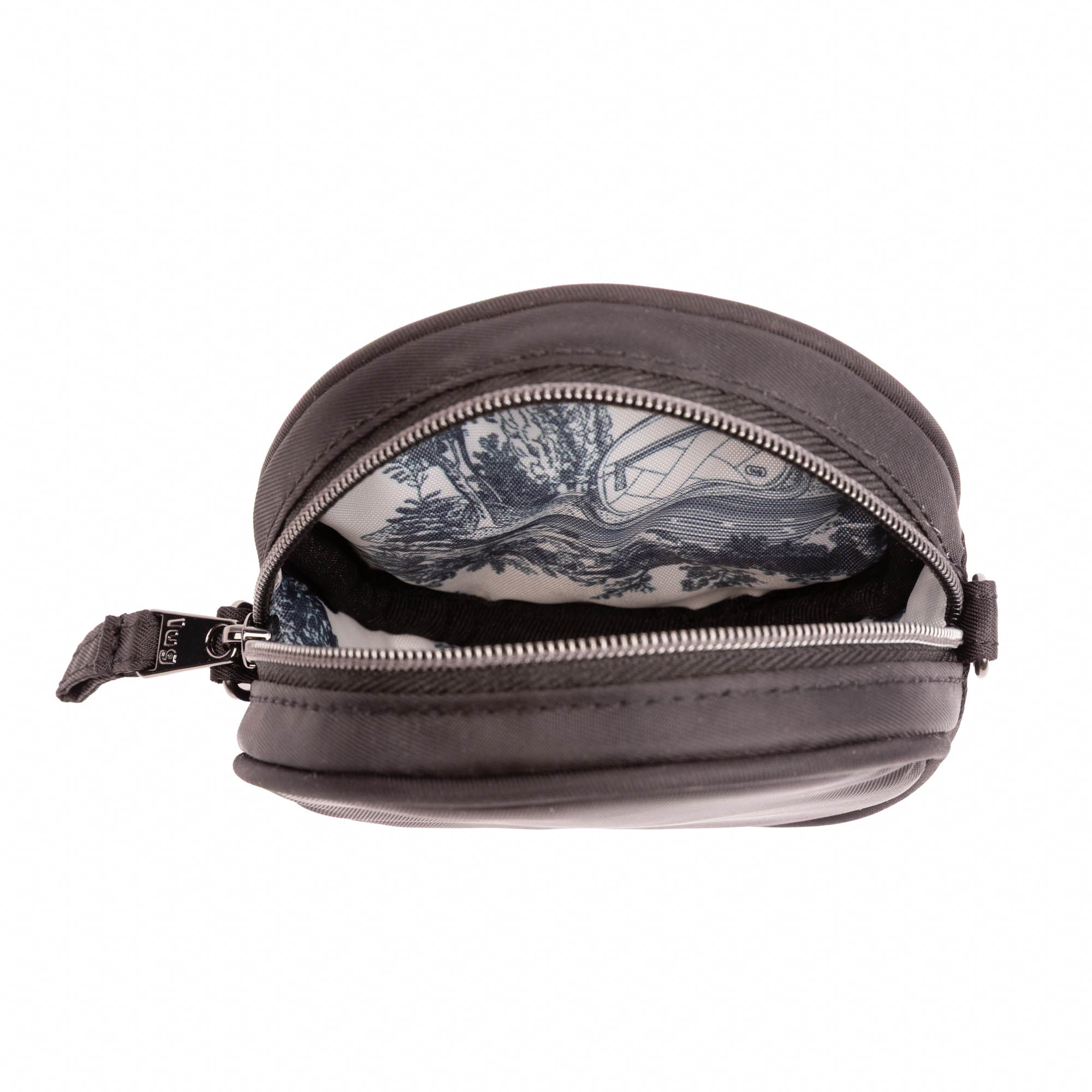 Wagon Wheel Circle Pouch with Metal Chain Wristlet - BLACK - 27100_WheelWagon_Black_Angle_05