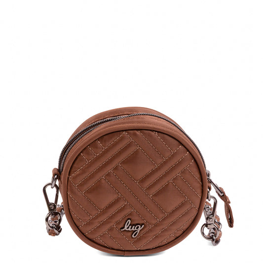 Wagon Wheel Circle Pouch with Metal Chain Wristlet - - 27101_WheelWagon_ChocolateBrown_Angle_01_zkkd3p