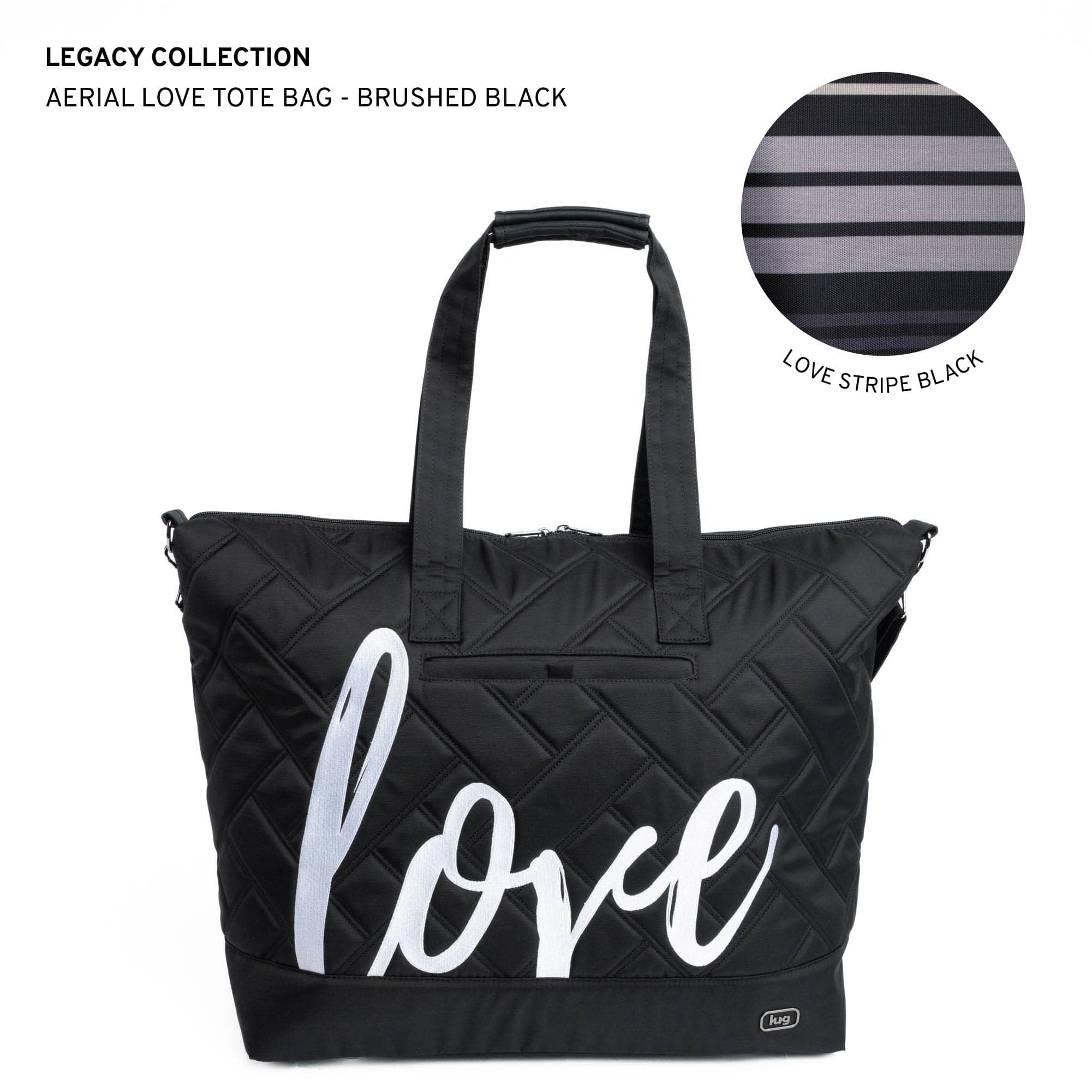 Legacy Collection Aerial Love Tote Bag - BRUSHED BLACK WITH WHITE LOVE - AerialLove_BrushedBlack_LL_h61xb1