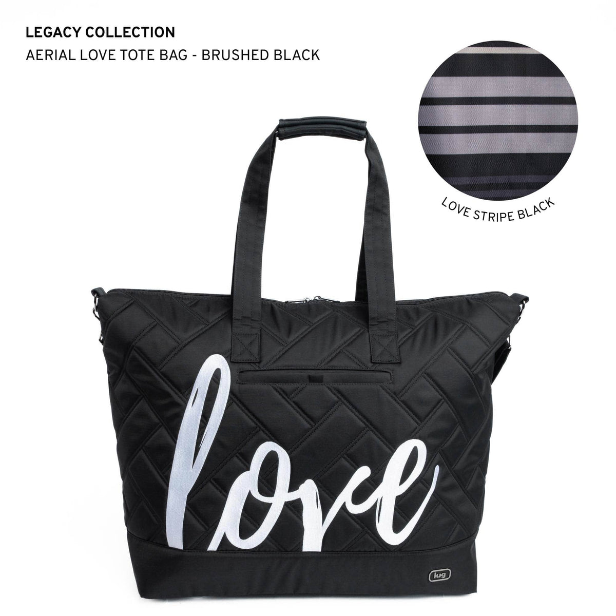 Legacy Collection Aerial Love Tote Bag - BRUSHED BLACK WITH WHITE LOVE - AerialLove_BrushedBlack_LL_h61xb1