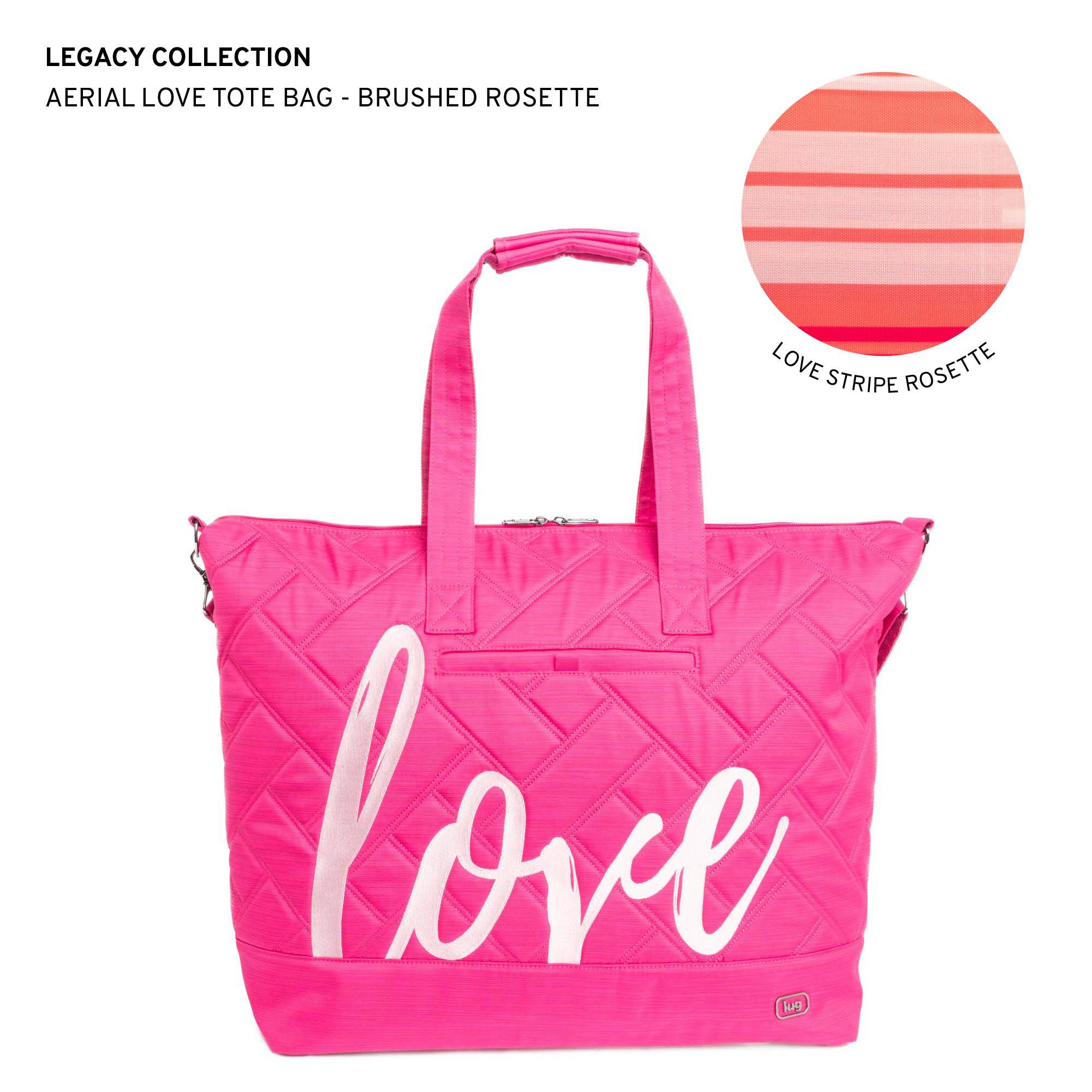 Legacy Collection Aerial Love Tote Bag - BRUSHED ROSETTE PINK WITH BUBBLE PINK LOVE - AerialLove_BrushedRosette_LL_uexxtp