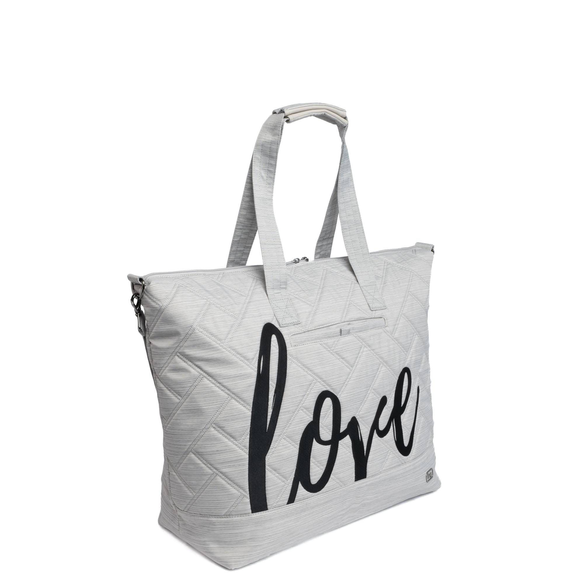 Legacy Collection Aerial Love Tote Bag - BRUSHED SILVER WITH BLACK LOVE - AerialLove_BrushedSilver_02