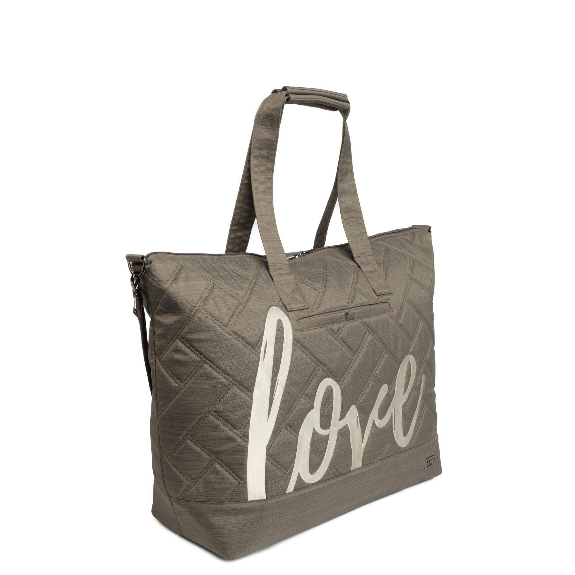 Legacy Collection Aerial Love Tote Bag - BRUSHED WALNUT WITH CHAMPAGNE LOVE - AerialLove_BrushedWalnut_02