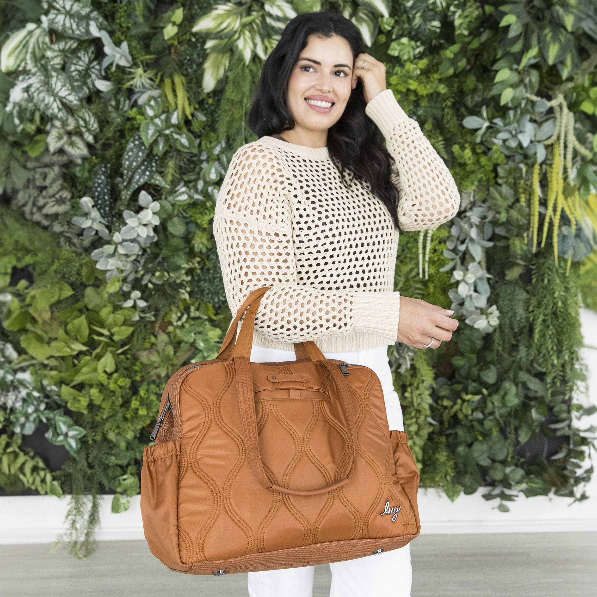 Lug Aviator Carry-All Tote Bag in neutral tone with multiple compartments, stylish and spacious for everyday use