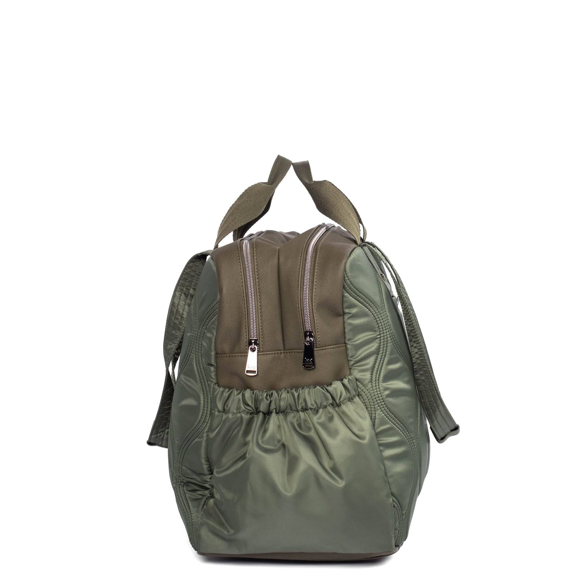 Olive green Lug Aviator Carry-All Tote Bag with spacious interior and sturdy handles, perfect for everyday use.