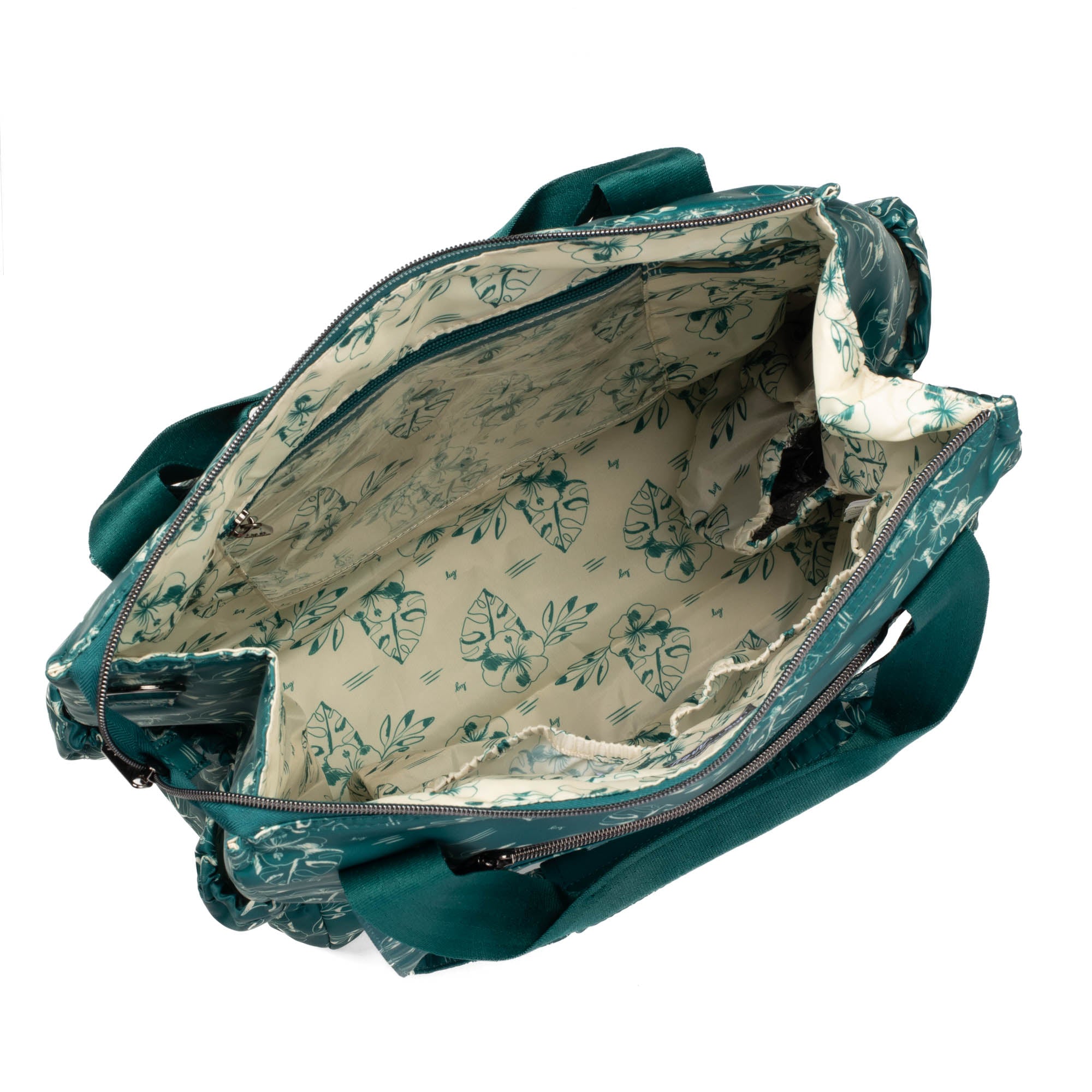 Yacht Carry-All Zip-Top Tote - ALOHA OUTLINE TEAL - BabyYacht_AlohaTeal_05