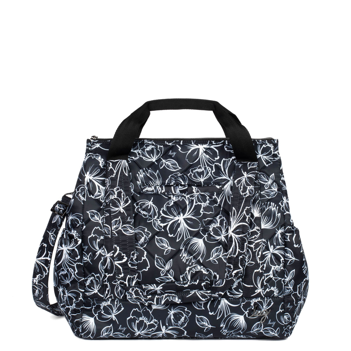 Yacht Carry-All Zip-Top Tote - OUTLINE FLORAL BLACK - BabyYacht_OutlineFloralBlack_01