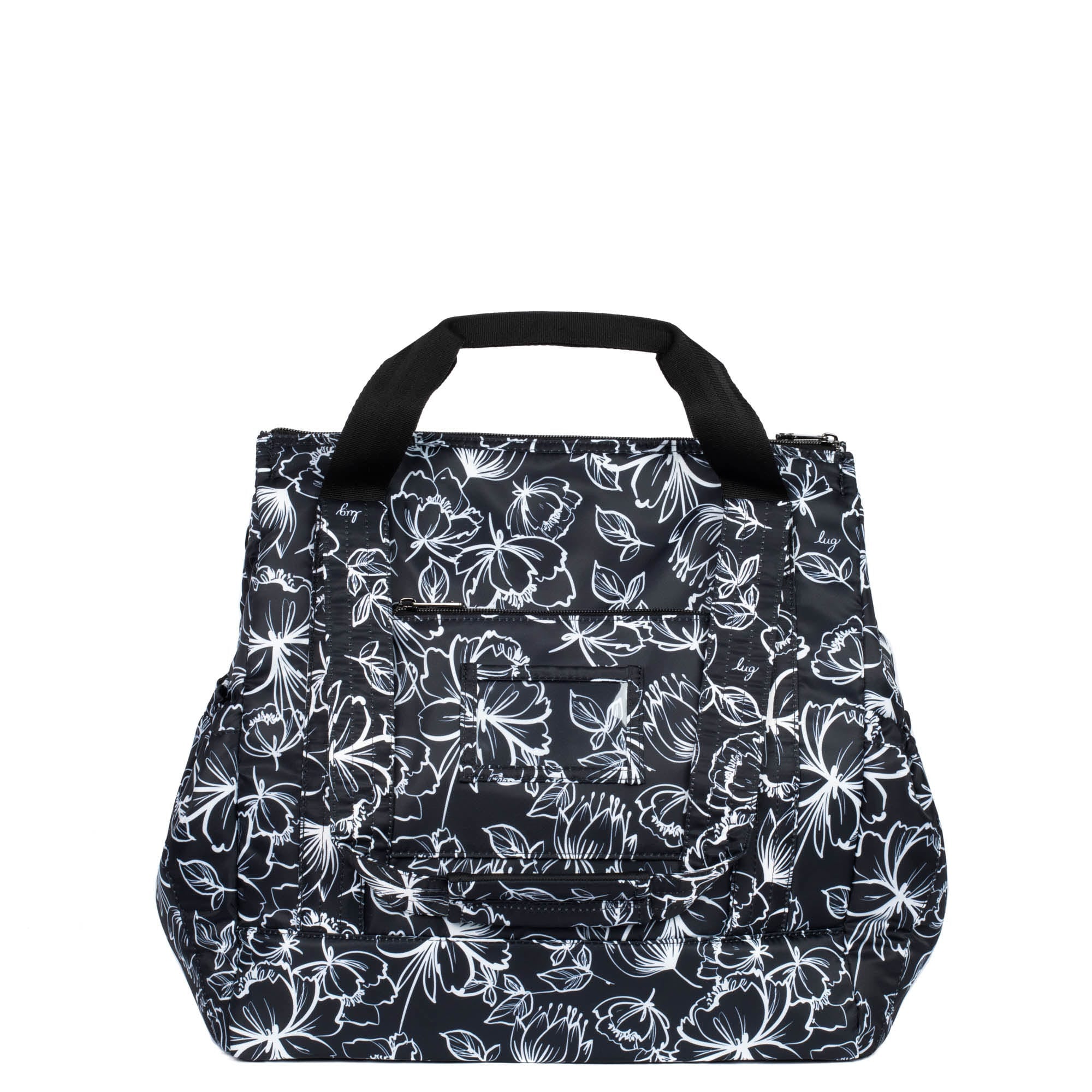 Yacht Carry-All Zip-Top Tote - OUTLINE FLORAL BLACK - BabyYacht_OutlineFloralBlack_04