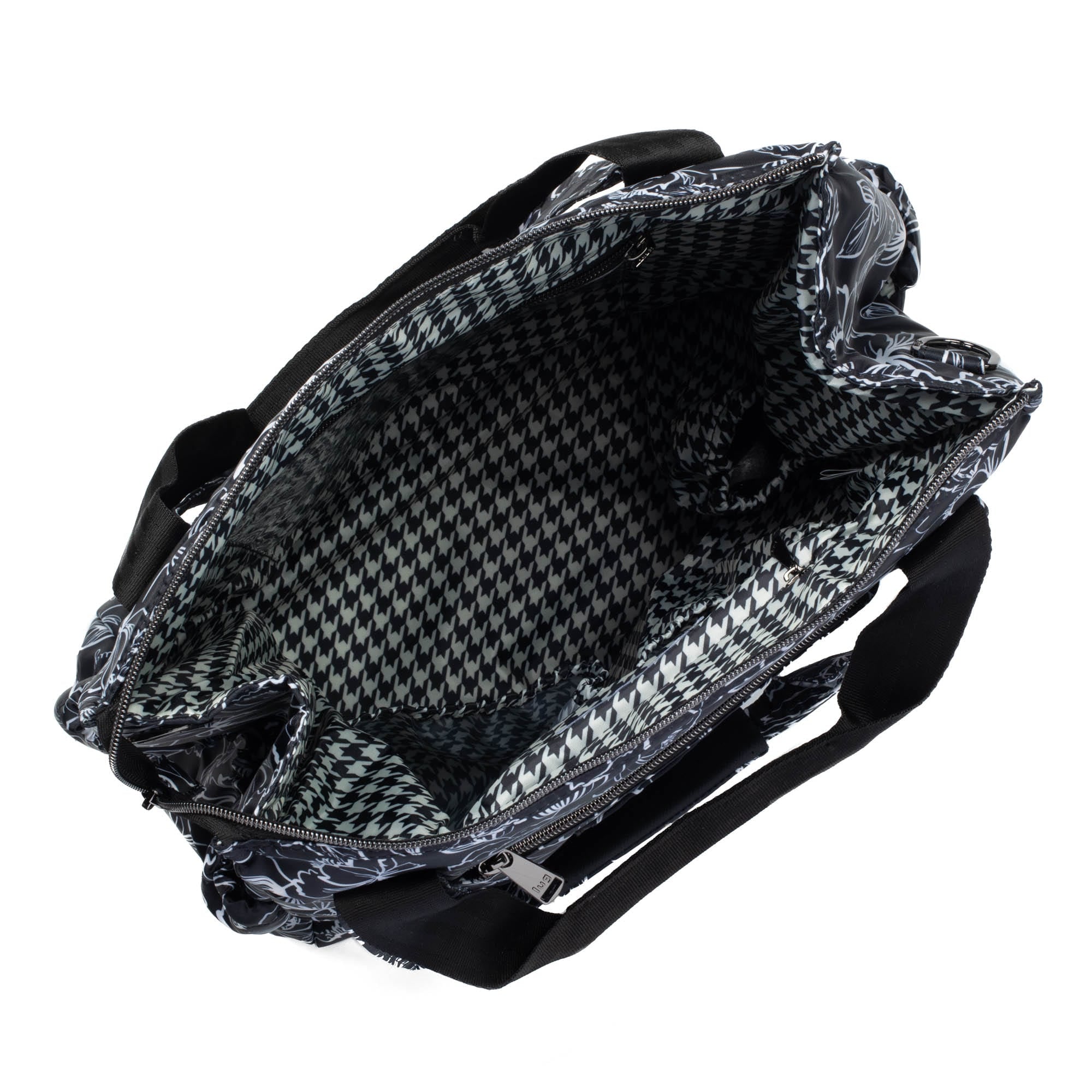 Yacht Carry-All Zip-Top Tote - OUTLINE FLORAL BLACK - BabyYacht_OutlineFloralBlack_05