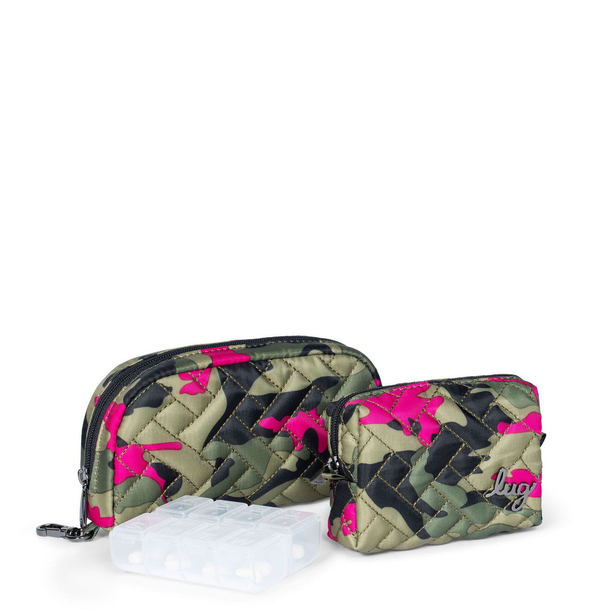 Bobsled Eyeglass Case &amp; Choo Choo Mini Pill Box Set - CAMO ORCHID - BobSled_MiniChooChooDuo_CamoOrchid_01