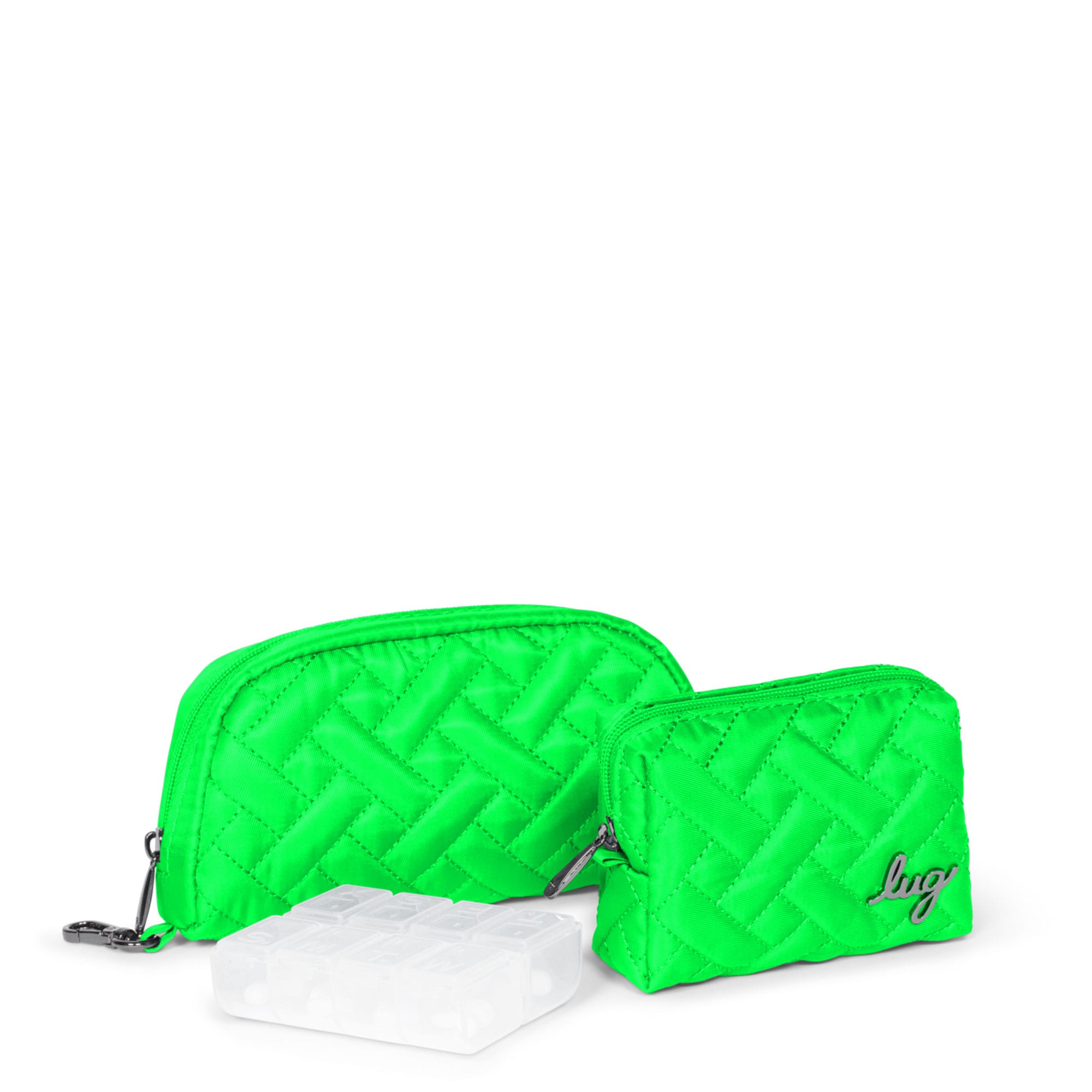 Bobsled Eyeglass Case & Choo Choo Mini Pill Box Set - LIME - BobSled_MiniChooChooDuo_Lime_01