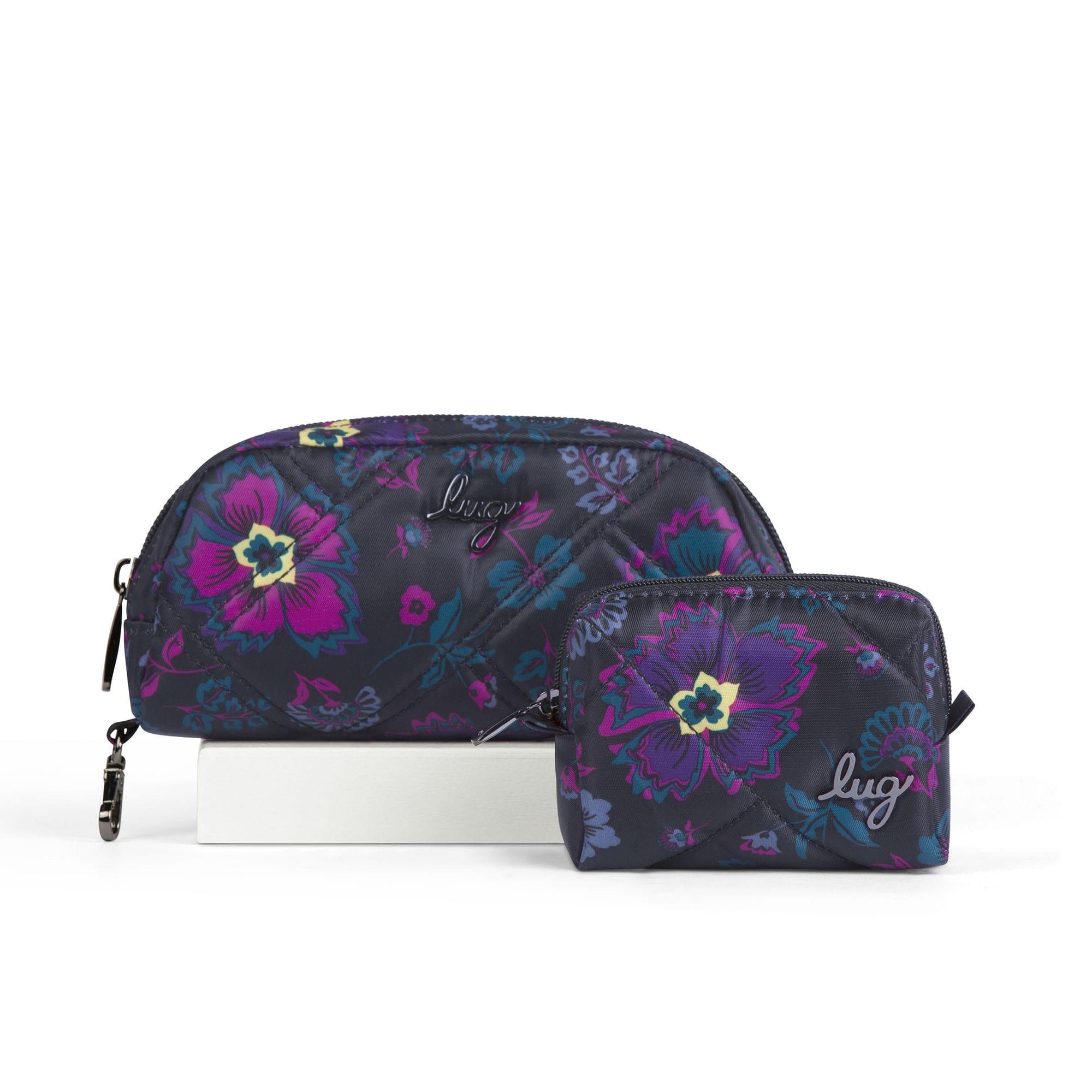 Bobsled XL Eyeglass Case & Choo Choo Mini Pill Box Set - PLAYFUL PLAID - BobsledXLChooChooMiniDuo_Boho_Floral_Black_01