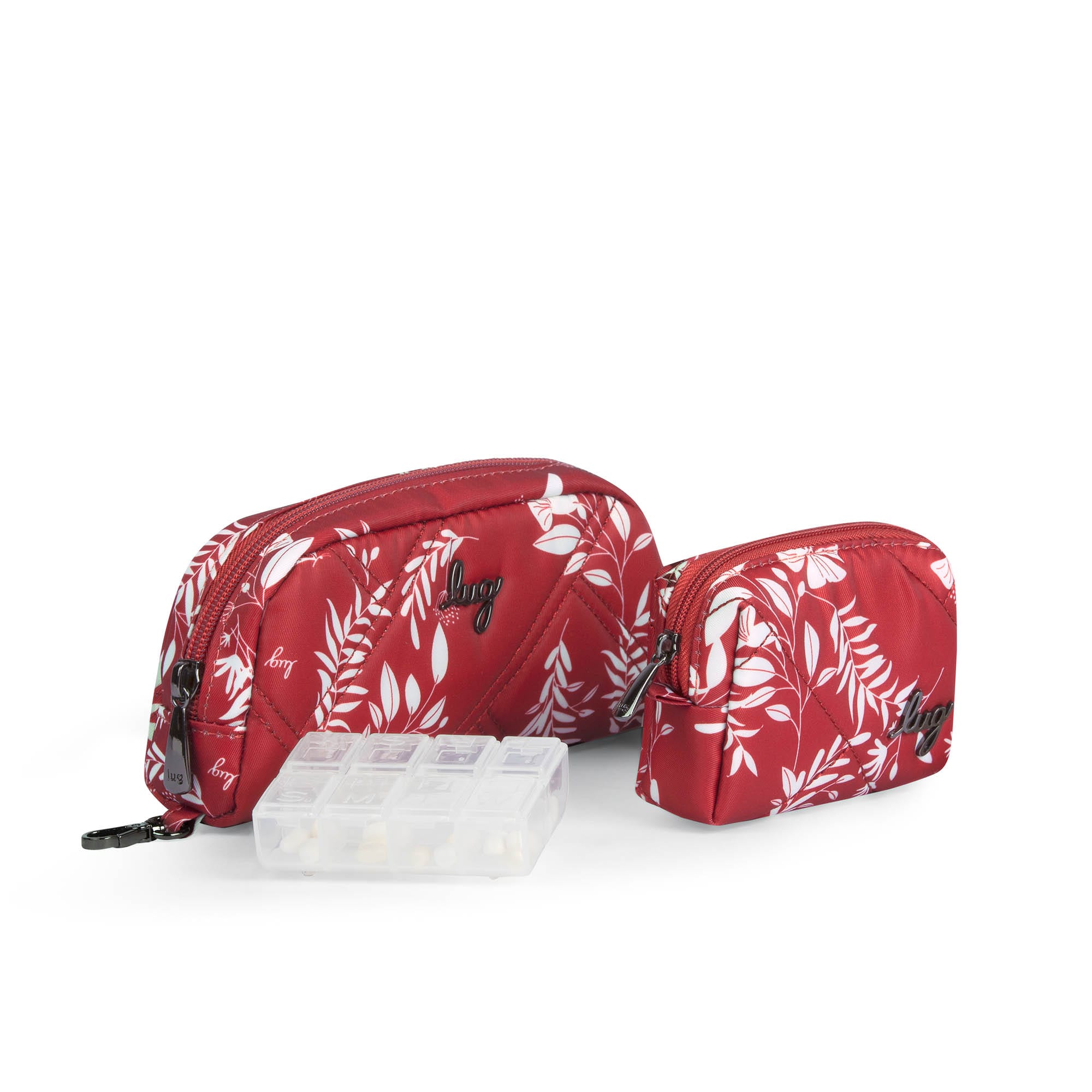 Bobsled XL Eyeglass Case & Choo Choo Mini Pill Box Set - PLAYFUL PLAID - BobsledXLChooChooMiniDuo_FlourishRed_02