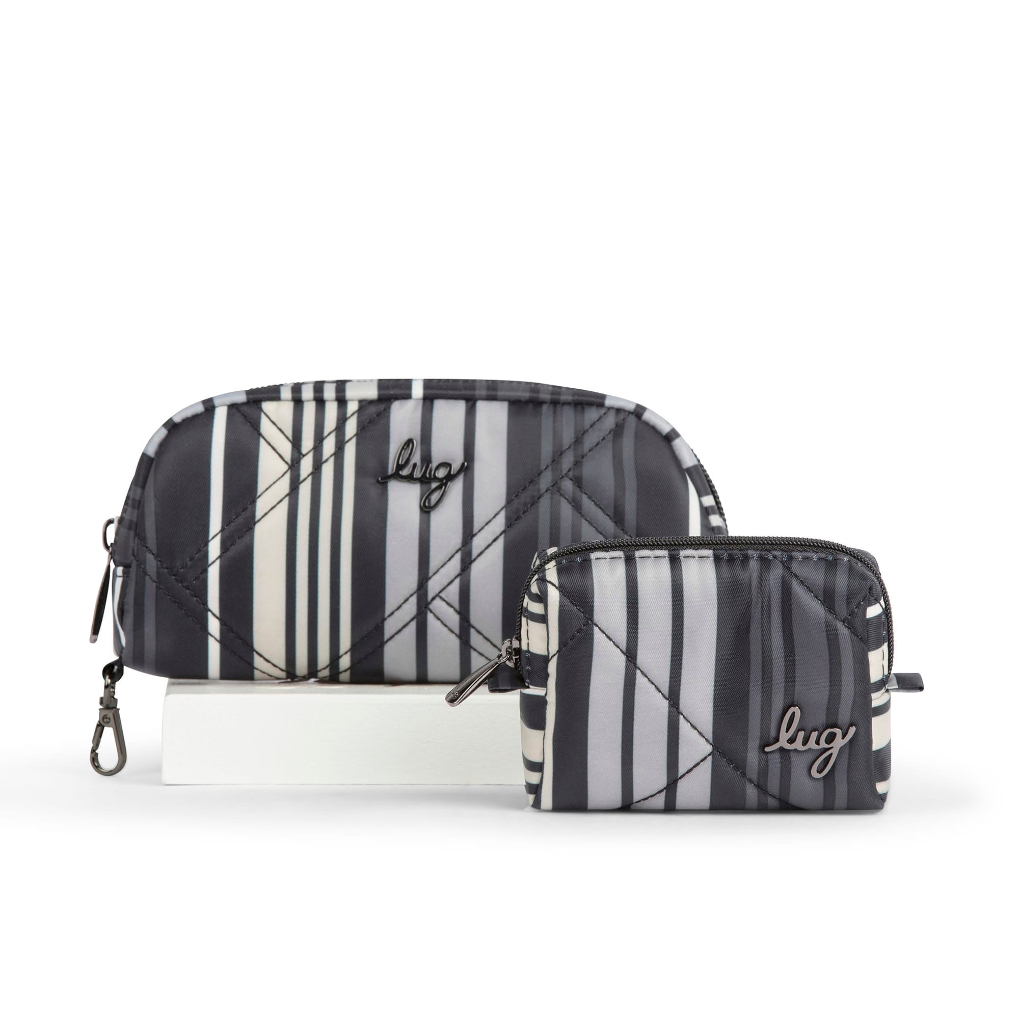 Bobsled XL Eyeglass Case & Choo Choo Mini Pill Box Set - KELLY GREEN - BobsledXLChooChooMiniDuo_LoveStripeBlack_01