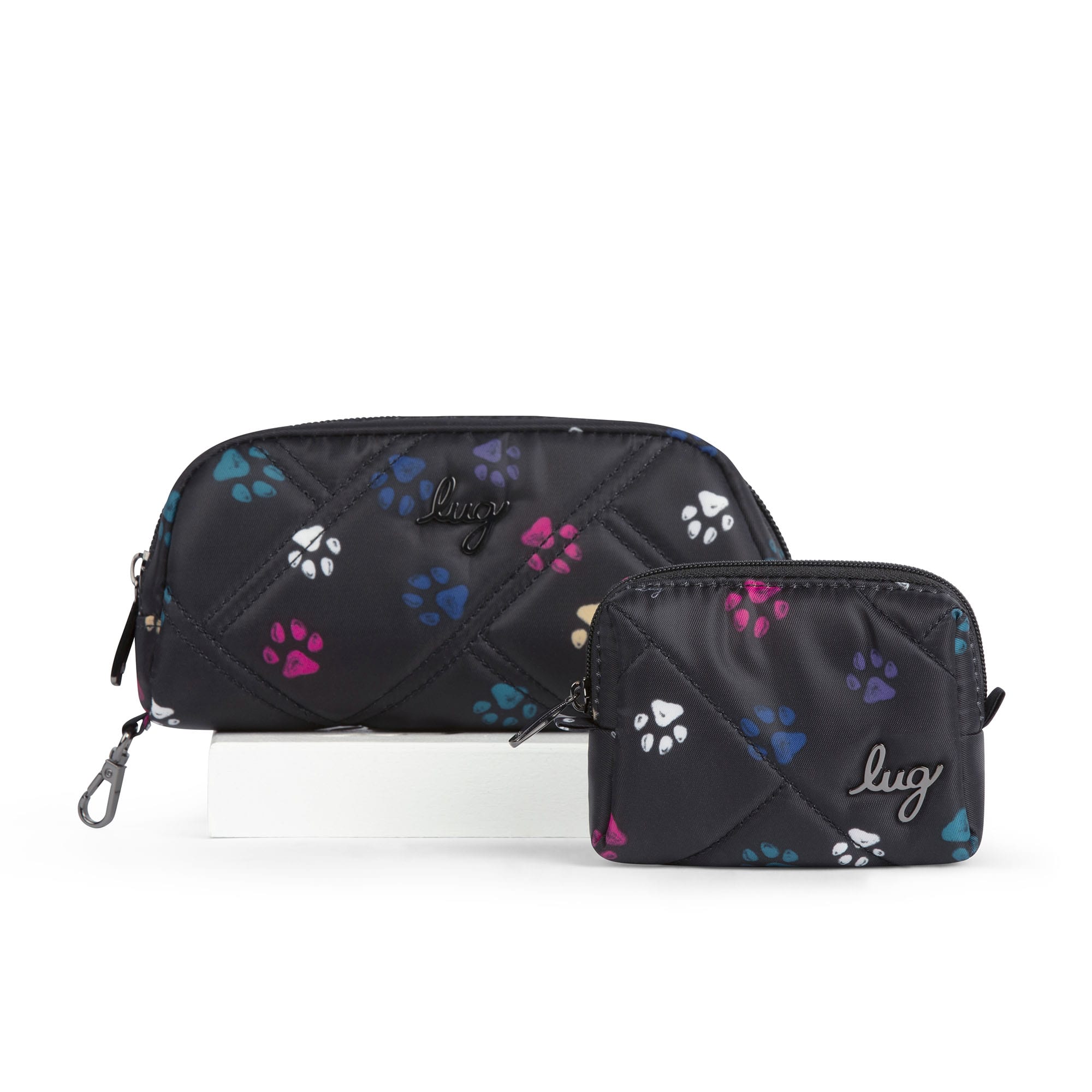 Bobsled XL Eyeglass Case & Choo Choo Mini Pill Box Set - PAWS BLACK - BobsledXLChooChooMiniDuo_PawsBlack_01