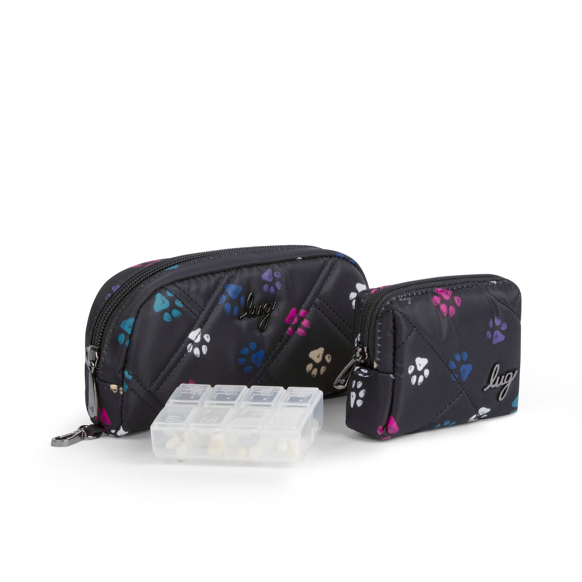 Bobsled XL Eyeglass Case & Choo Choo Mini Pill Box Set - PAWS BLACK - BobsledXLChooChooMiniDuo_PawsBlack_02