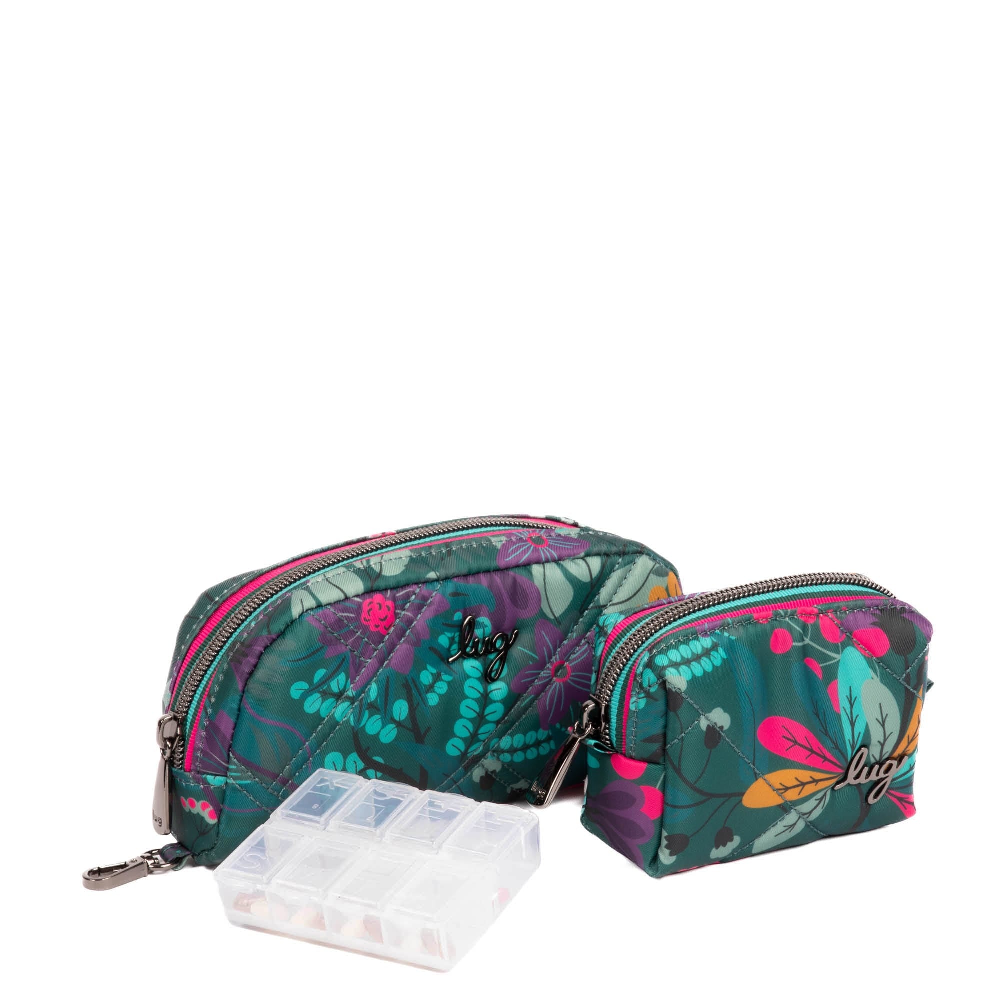 Bobsled XL Eyeglass Case & Choo Choo Mini Pill Box Set - BLUE MOON - BobsledXL_ChooChooMini_EvermoreFloraGreen_02