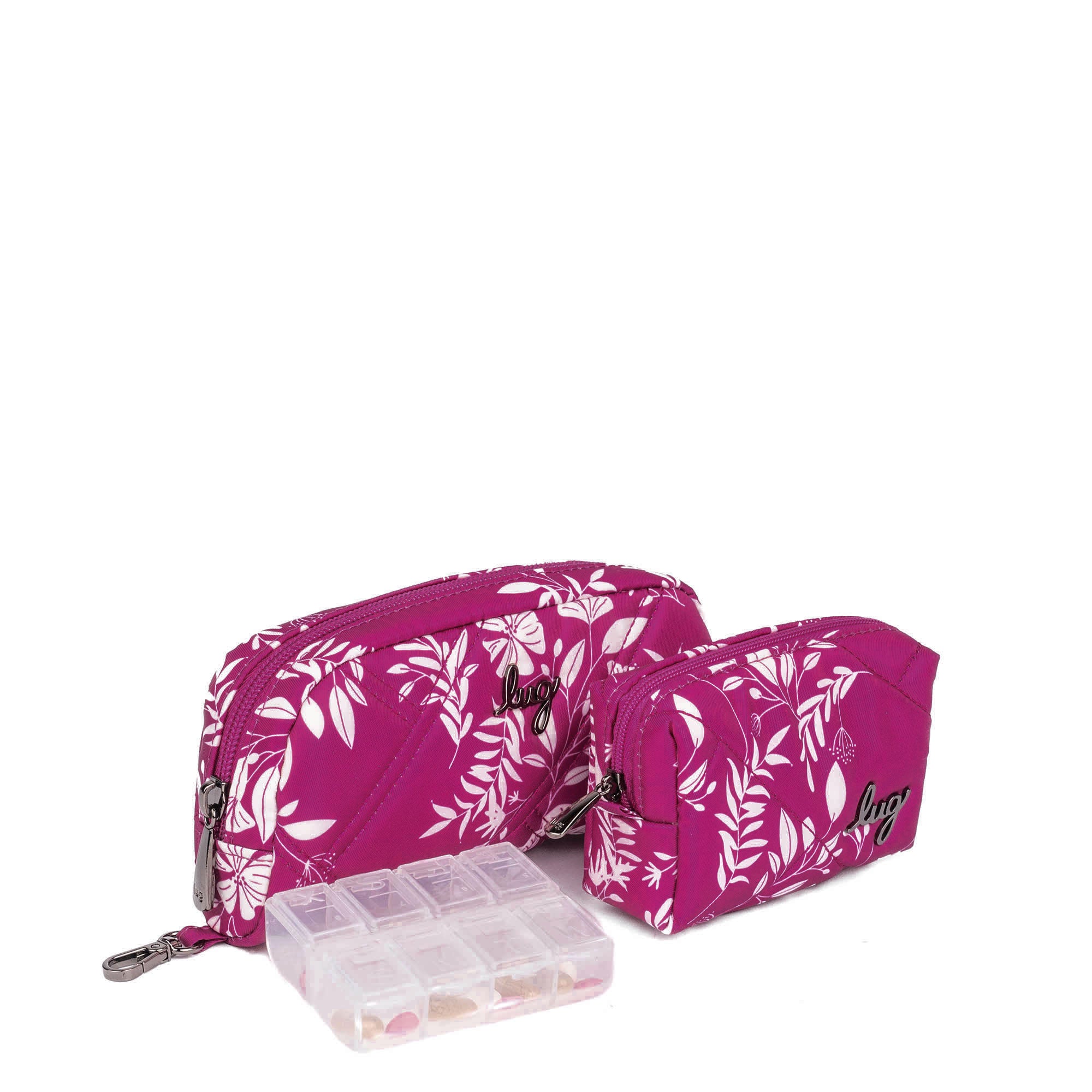 Bobsled XL Eyeglass Case & Choo Choo Mini Pill Box Set - GARDENIA GREEN - BobsledXL_MiniChooChoo_FlourishBerry_02