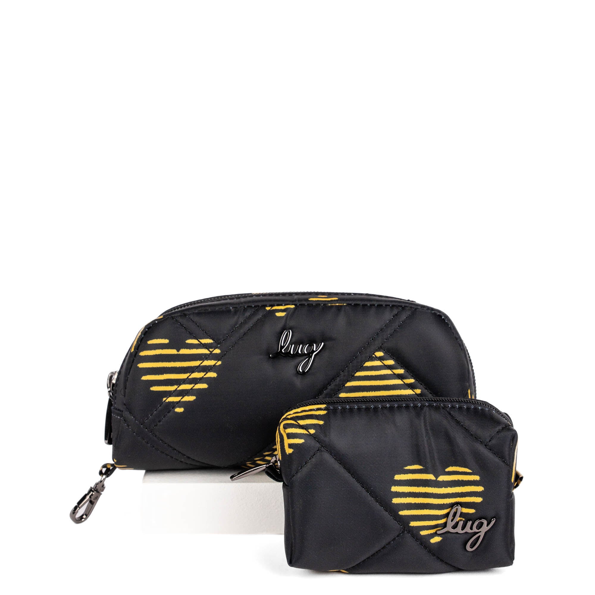 Bobsled XL Eyeglass Case & Choo Choo Mini Pill Box Set - GARDENIA GREEN - BobsledXL_MiniChooChoo_HeartsGold_01