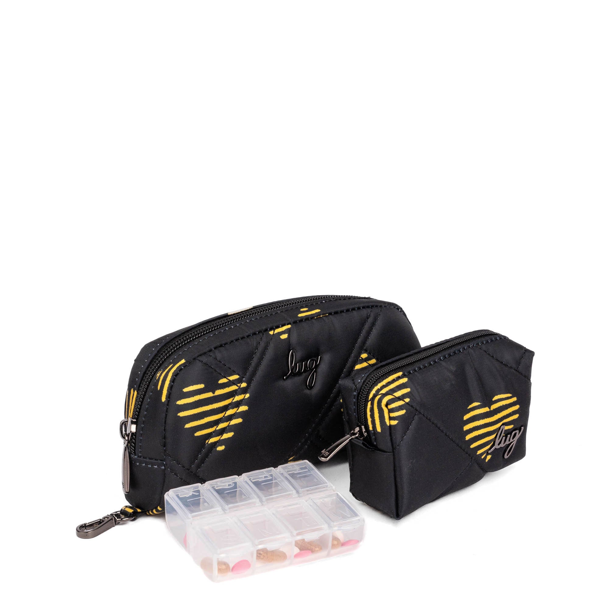 Bobsled XL Eyeglass Case & Choo Choo Mini Pill Box Set - GARDENIA GREEN - BobsledXL_MiniChooChoo_HeartsGold_02