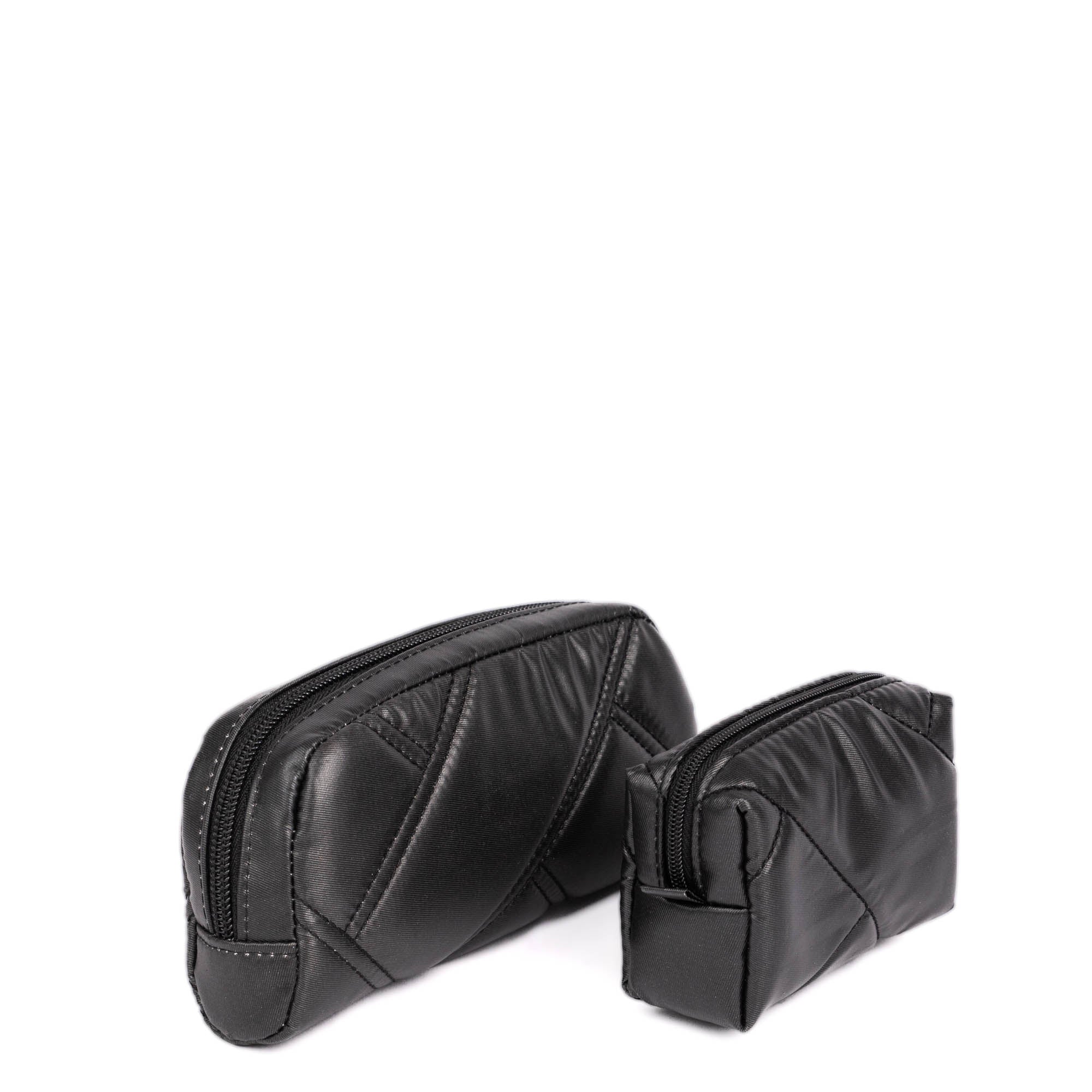 Bobsled XL Eyeglass Case & Choo Choo Mini Pill Box Set - GARDENIA GREEN - BobsledXL_MiniChooChoo_MetallicBlack_04