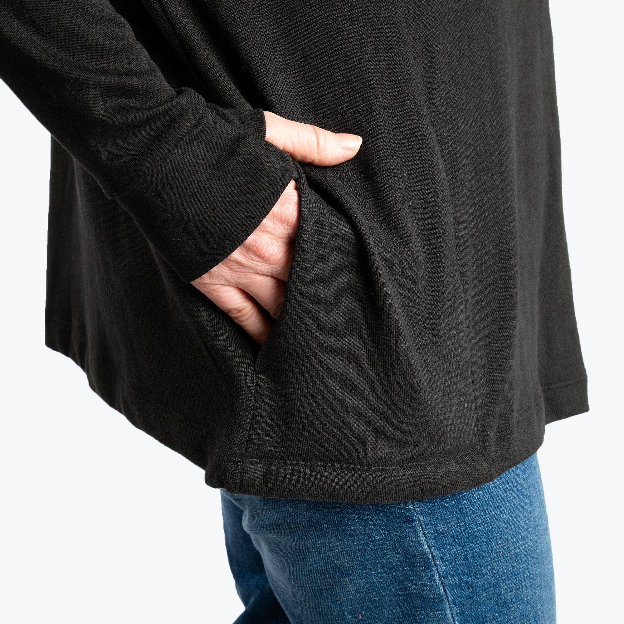 Bolero Brushed Sweater Knit Zip-Up - BLACK - BoleroZipUpSweater_Black_05