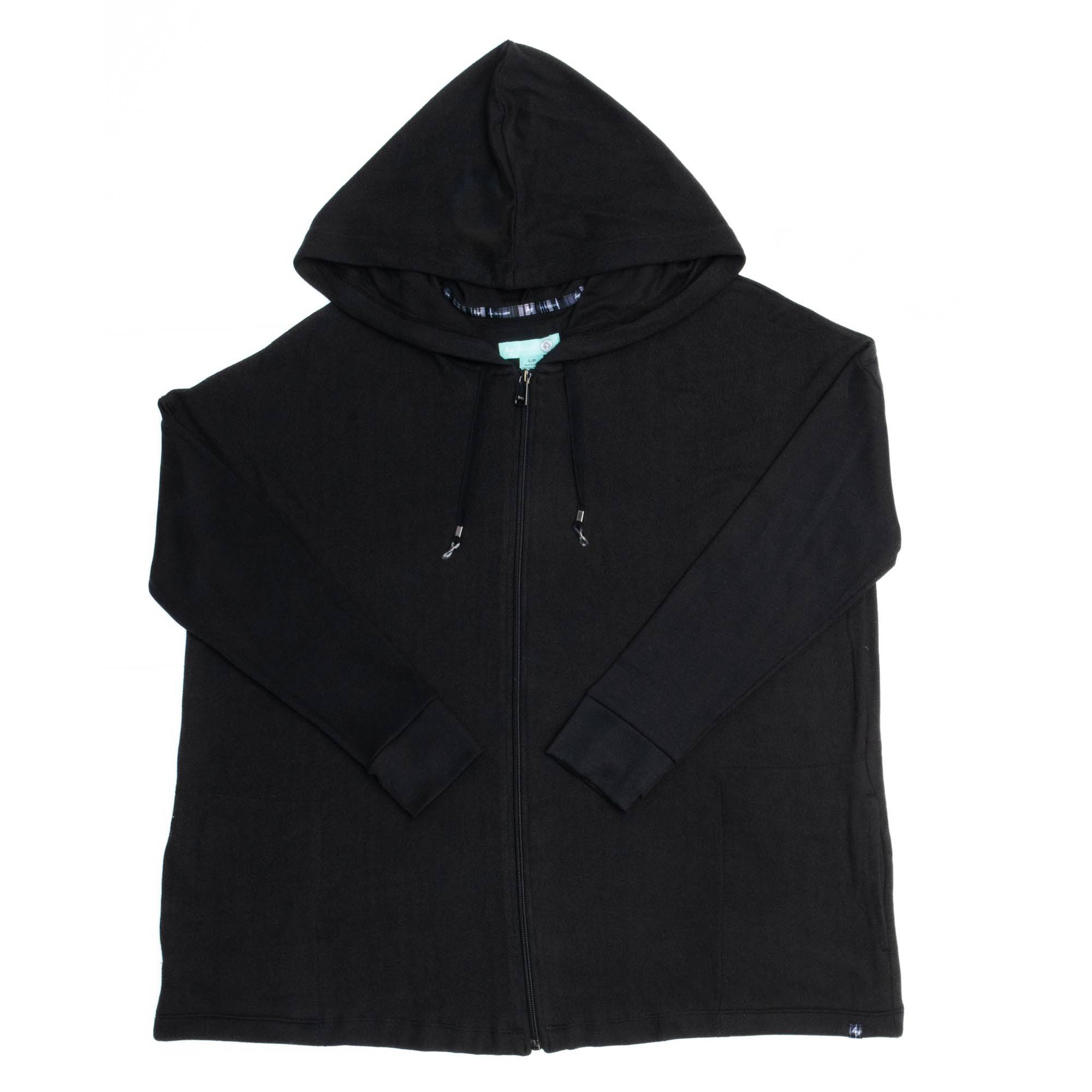 Bolero Brushed Sweater Knit Zip-Up - BLACK - BoleroZipUpSweater_Black_Flatlay