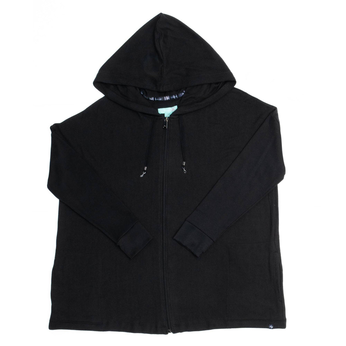 Bolero Brushed Sweater Knit Zip-Up - BLACK - BoleroZipUpSweater_Black_Flatlay